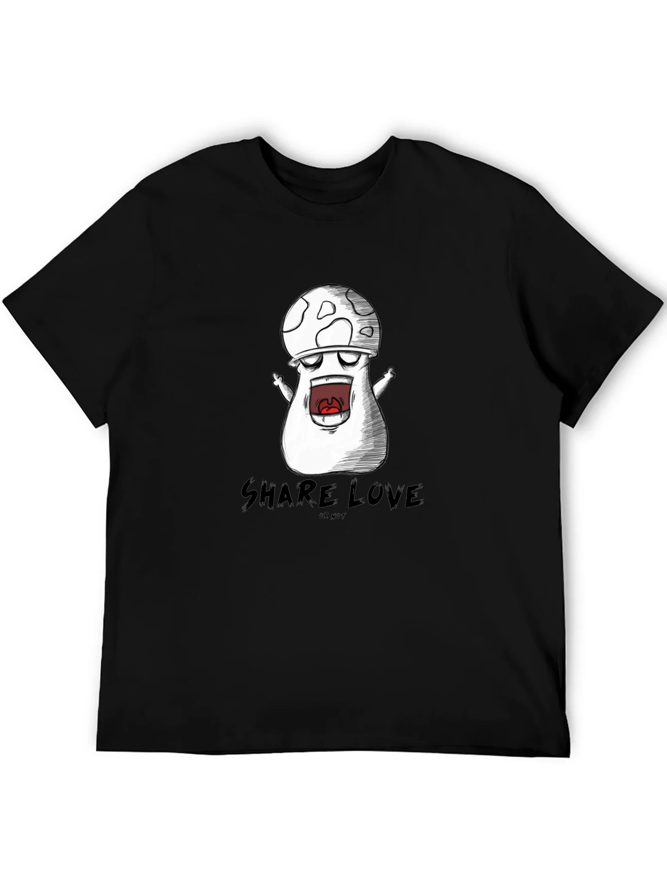 Rebbecca Mushroom Cartoon Graphic Black T-Shirt