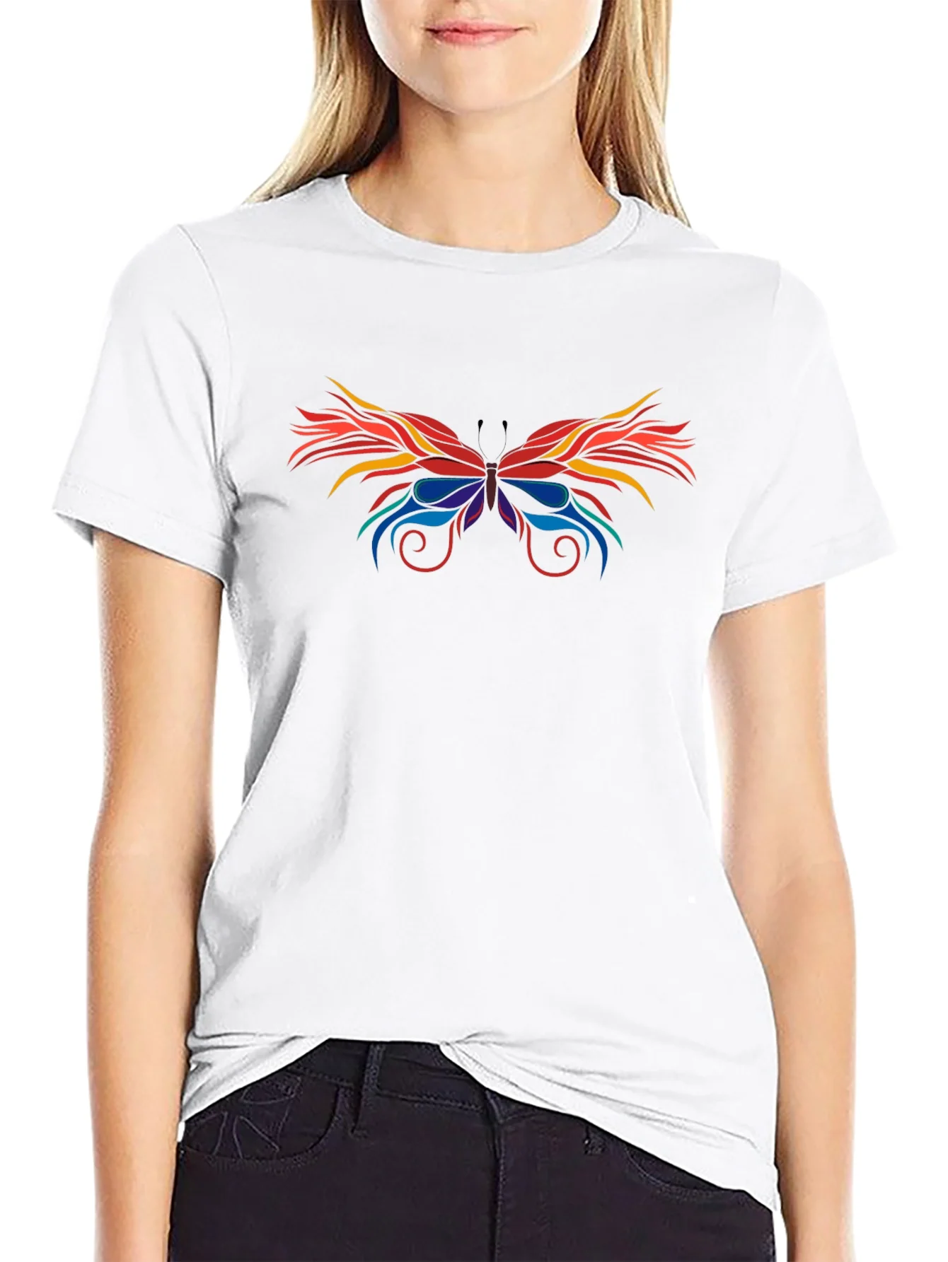 Rebbecca Abstract Butterfly Graphic Black T-Shirt