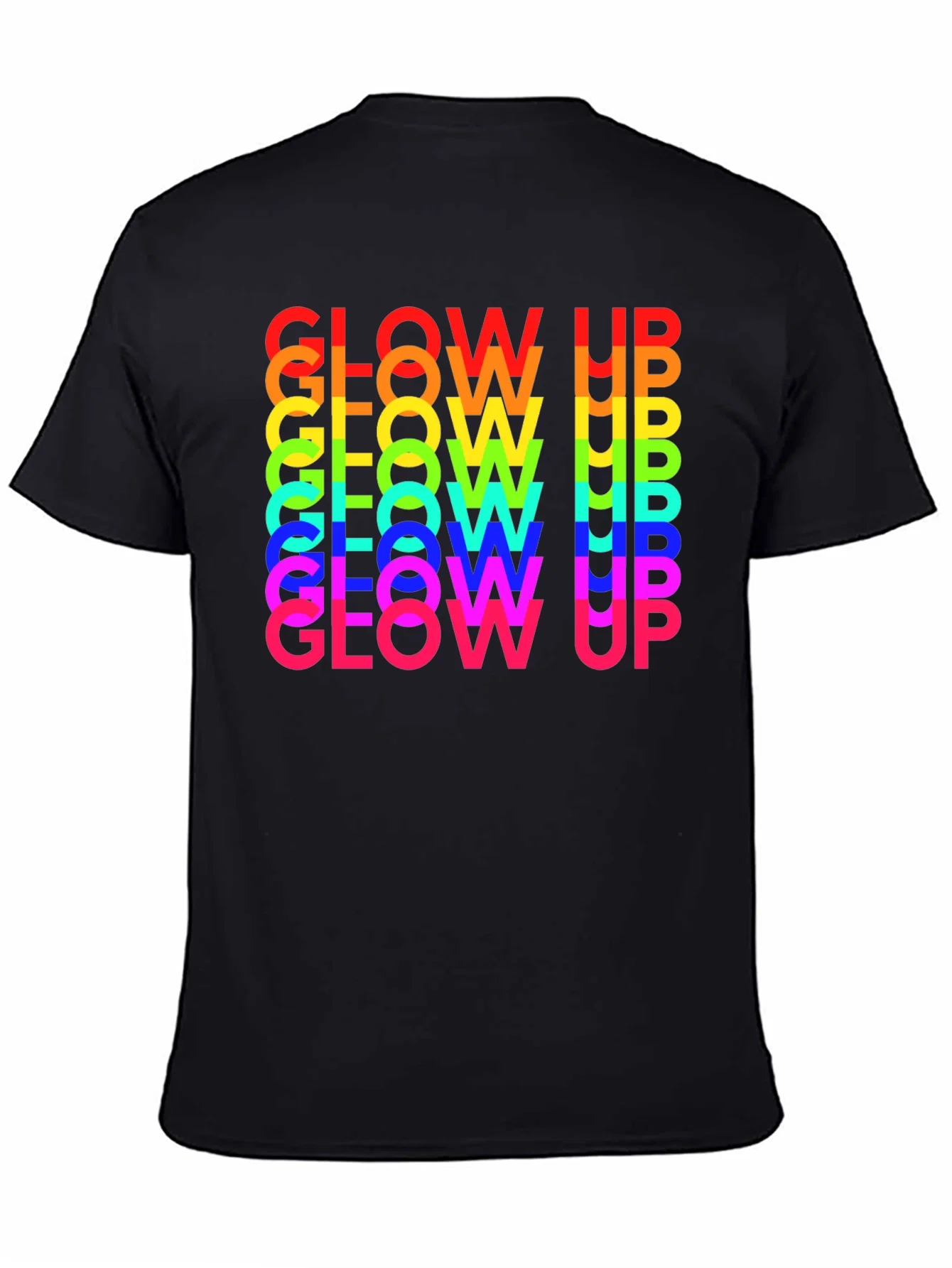 Rebbecca Glow Up Rainbow Text Graphic Tee - Black