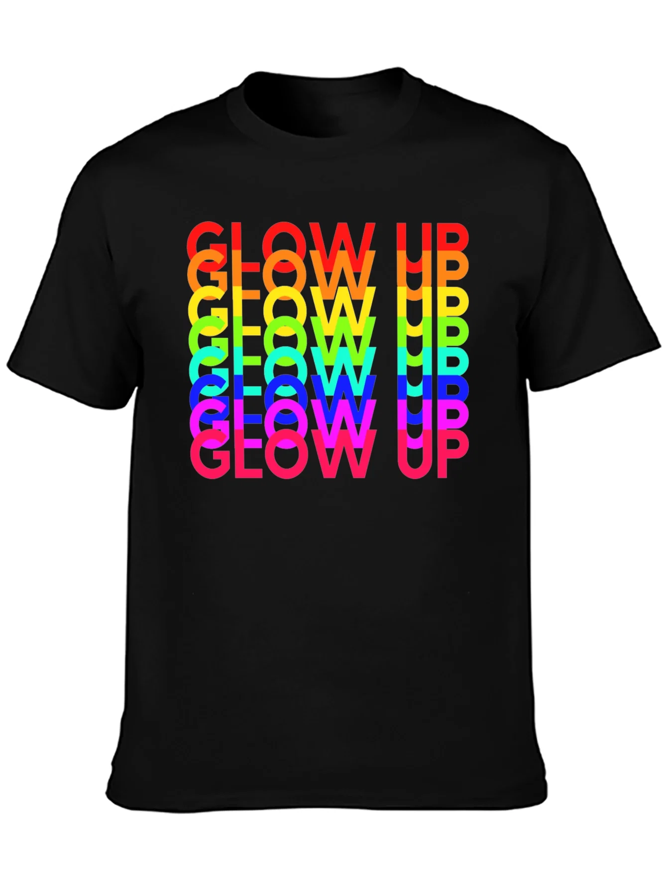 Rebbecca Glow Up Rainbow Text Graphic Tee - Black