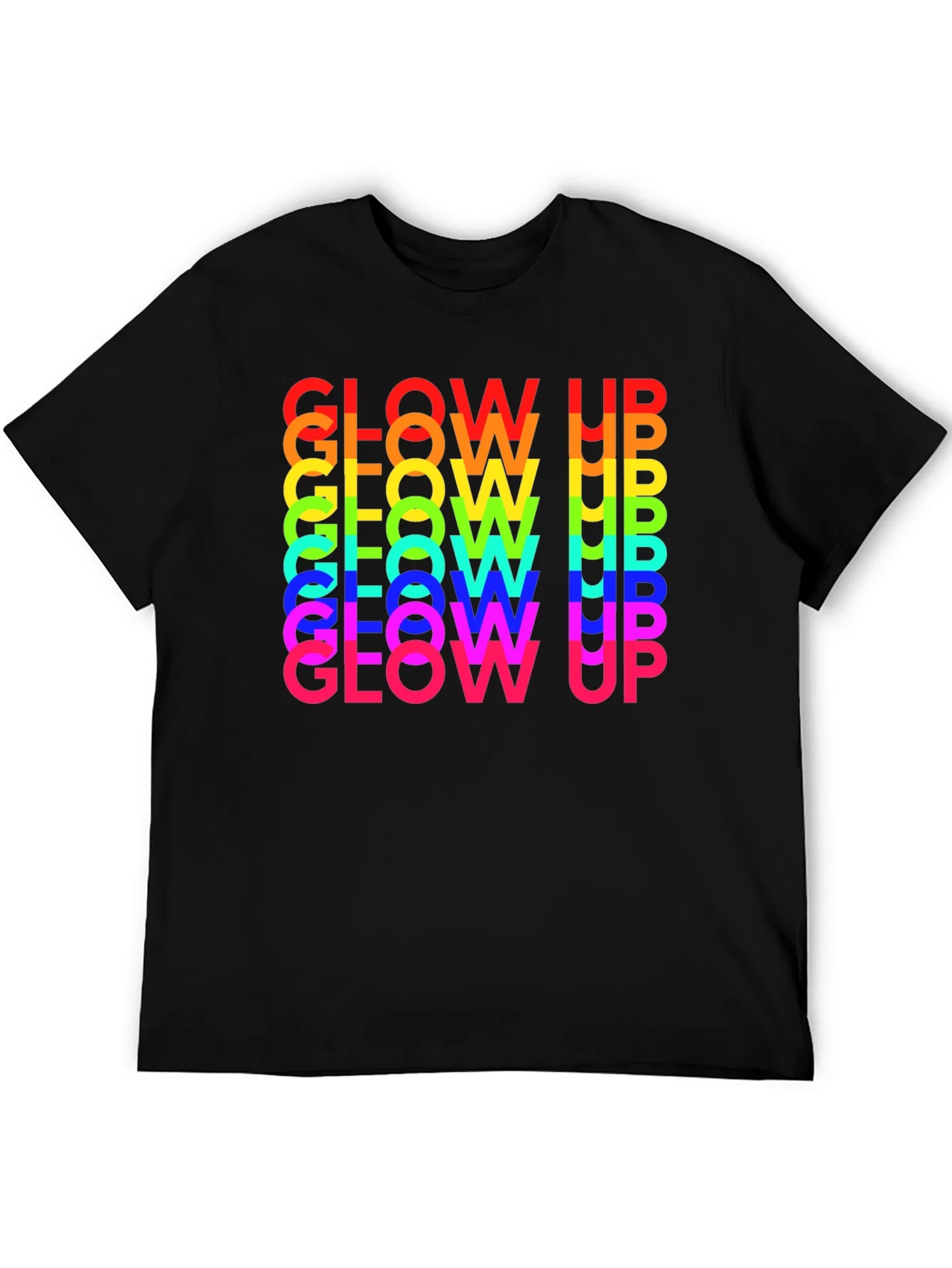 Rebbecca Glow Up Rainbow Text Graphic Tee - Black