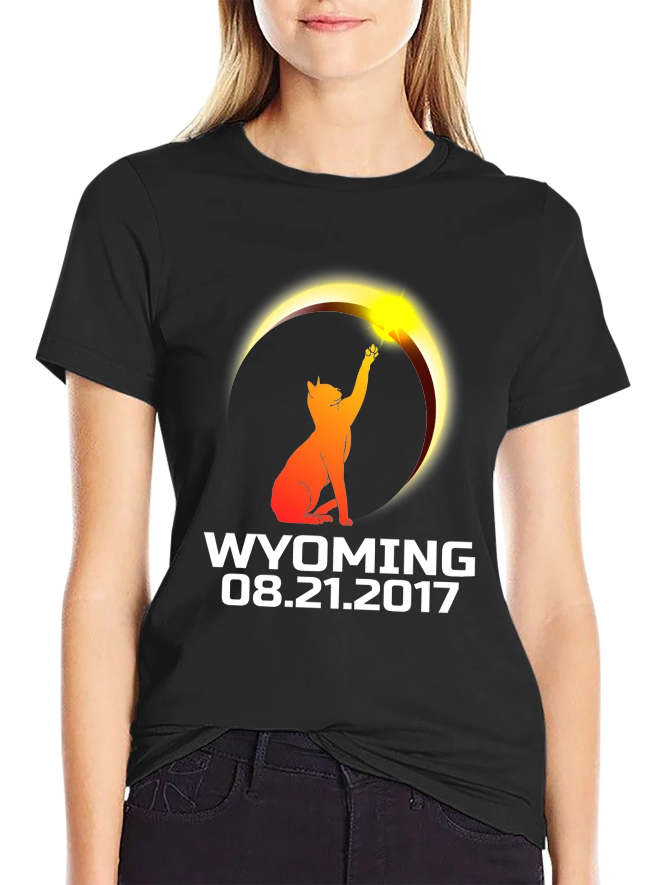 Rebbecca Wyoming Eclipse 2017 Cat T-Shirt