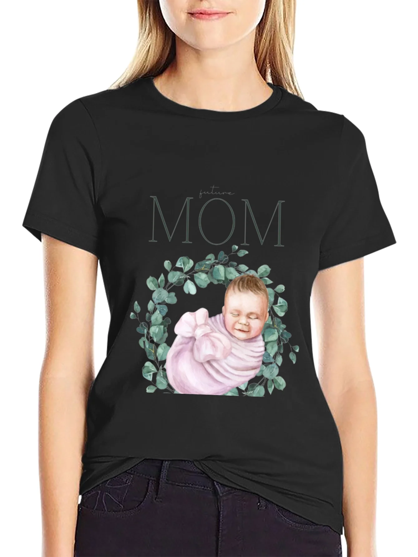 Rebbecca New Mom Baby Wreath T-Shirt