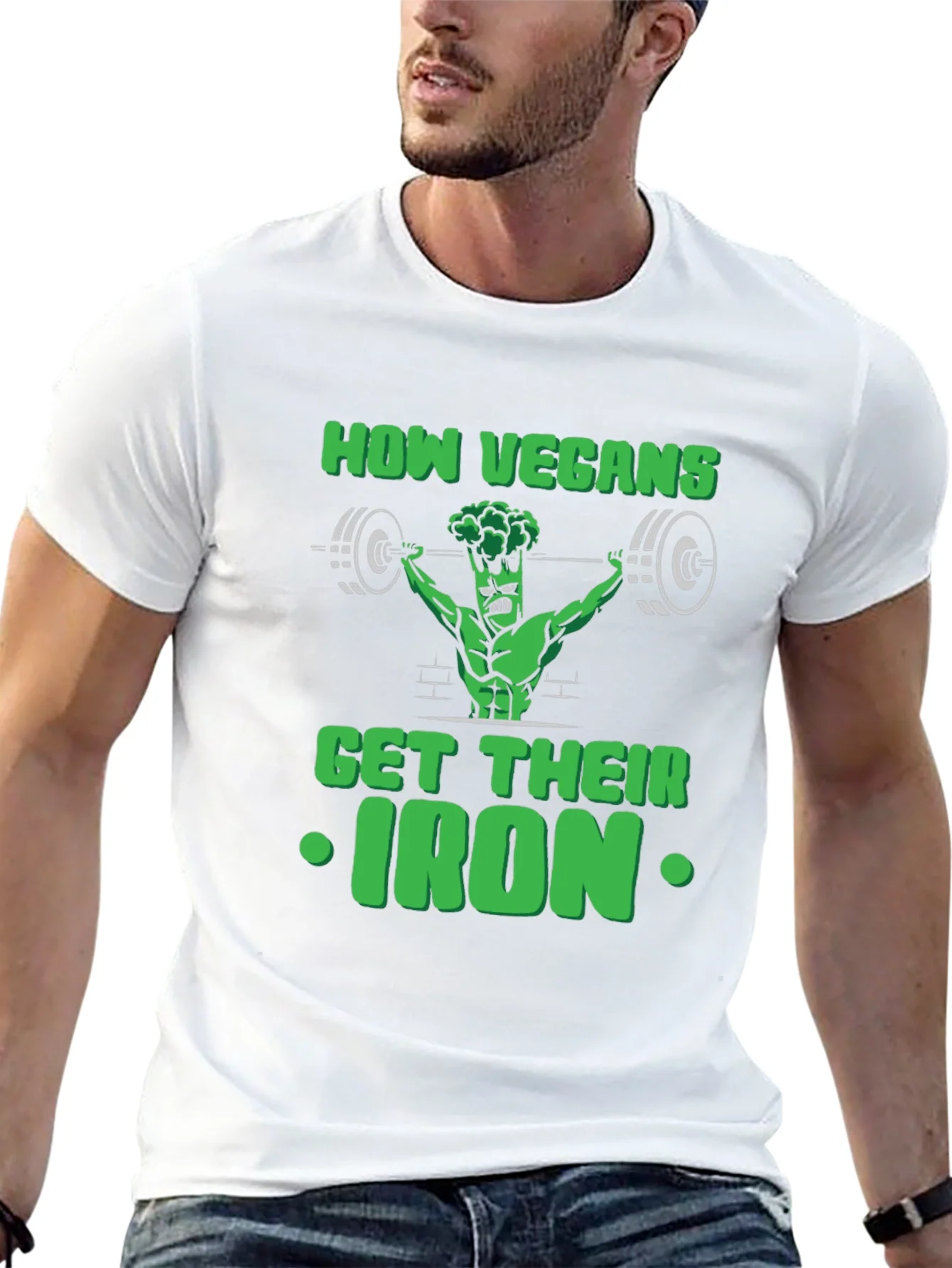 Rebbecca Vegan Iron T-Shirt - Broccoli Bodybuilder Tee