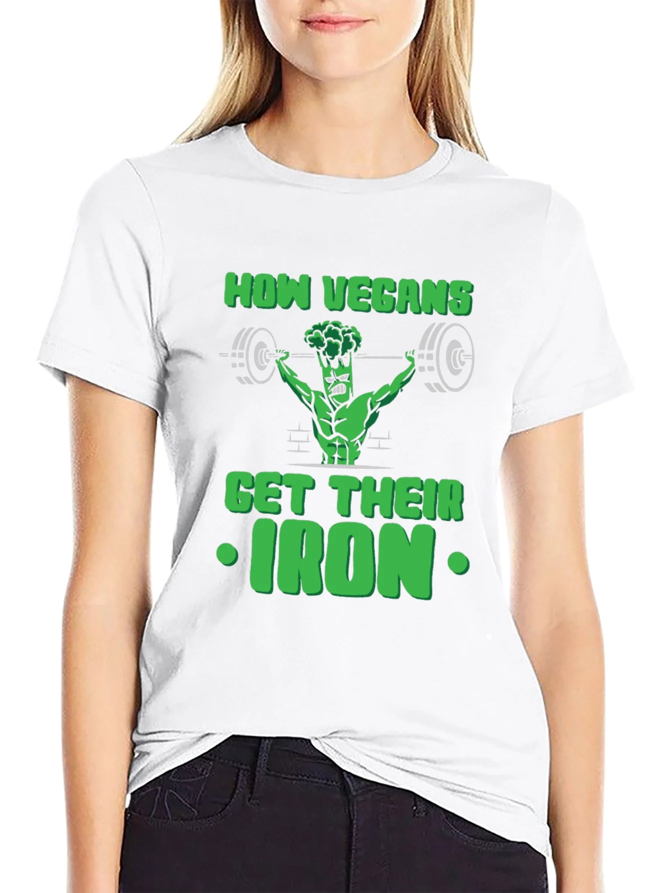 Rebbecca Vegan Iron T-Shirt - Broccoli Bodybuilder Tee