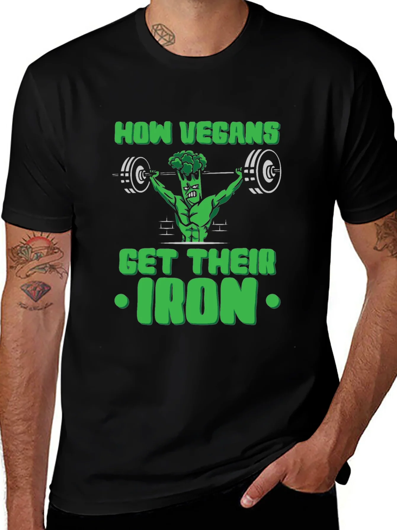 Rebbecca Vegan Iron T-Shirt - Broccoli Bodybuilder Tee