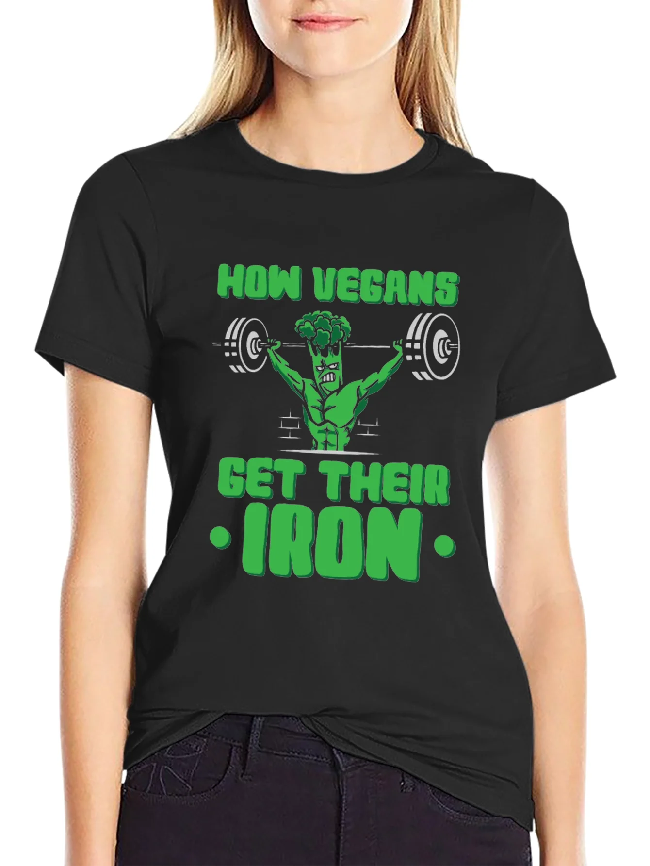 Rebbecca Vegan Iron T-Shirt - Broccoli Bodybuilder Tee