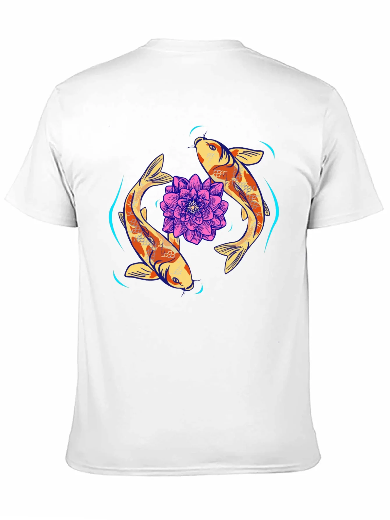 Camiseta Negra con Dise?o Koi y Loto