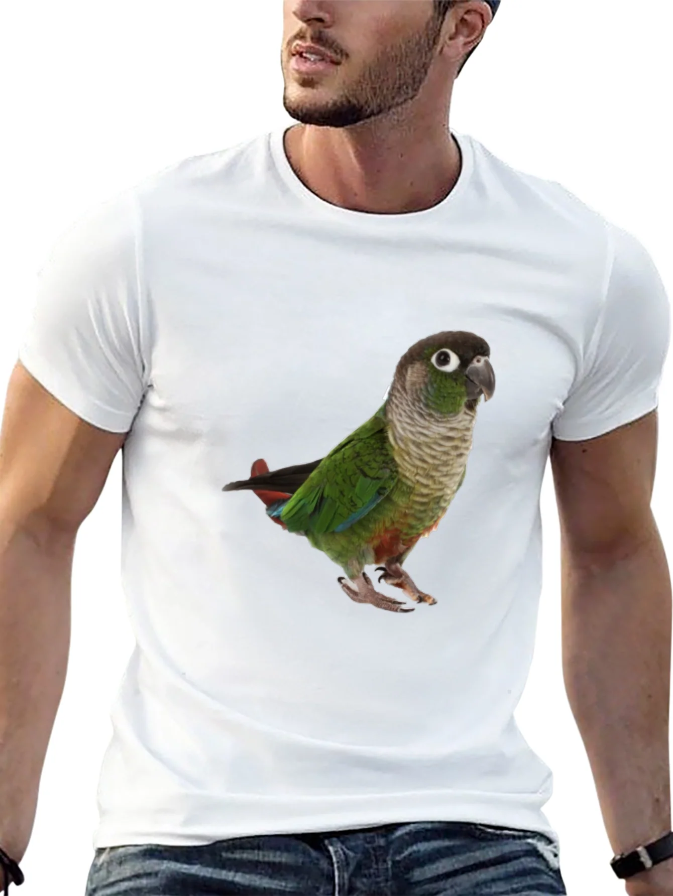 Camiseta Negra con Loro Verde - Dise?o ¨²nico
