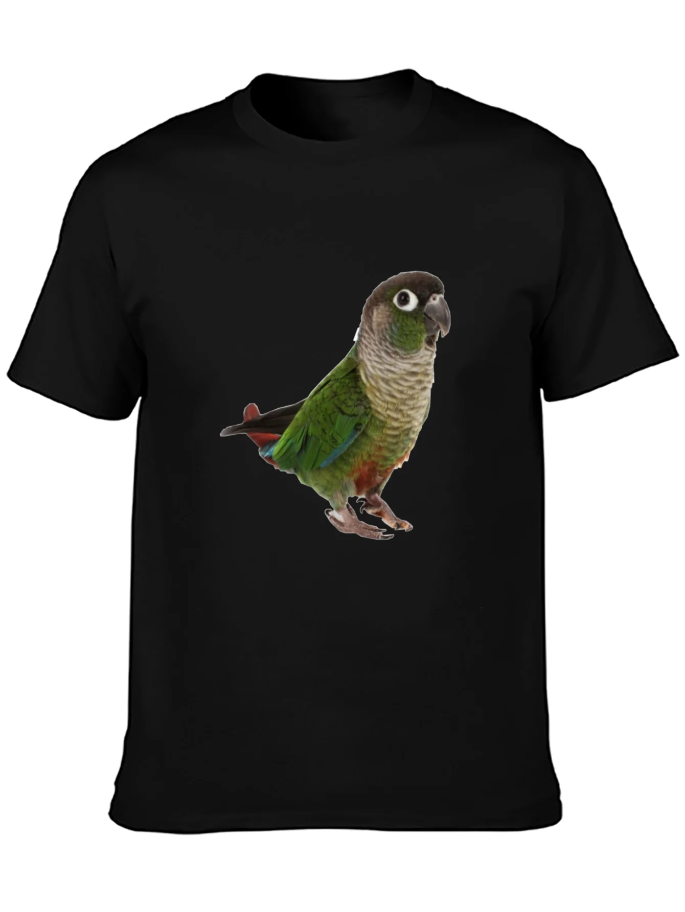Camiseta Negra con Loro Verde - Dise?o ¨²nico