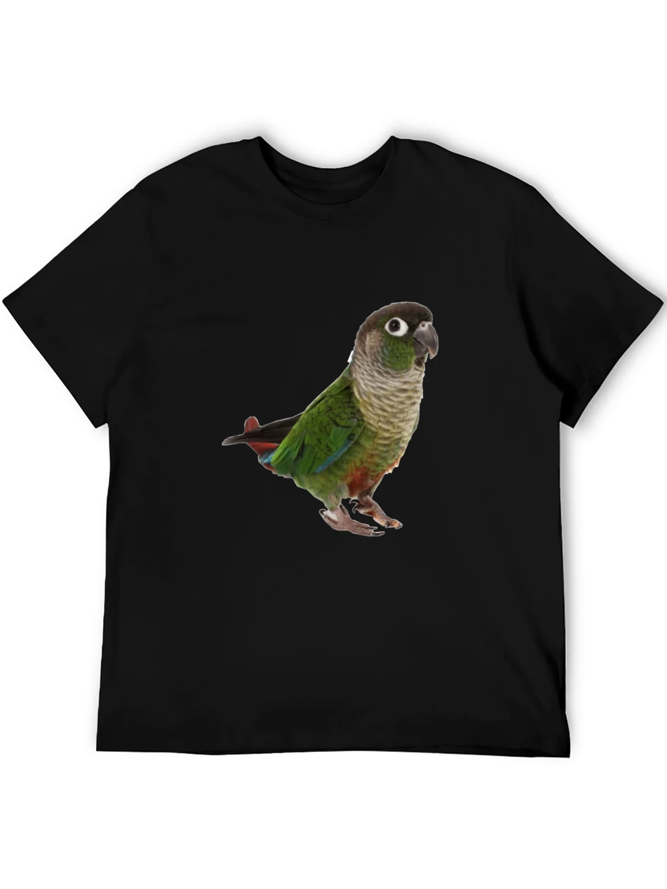 Camiseta Negra con Loro Verde - Dise?o ¨²nico