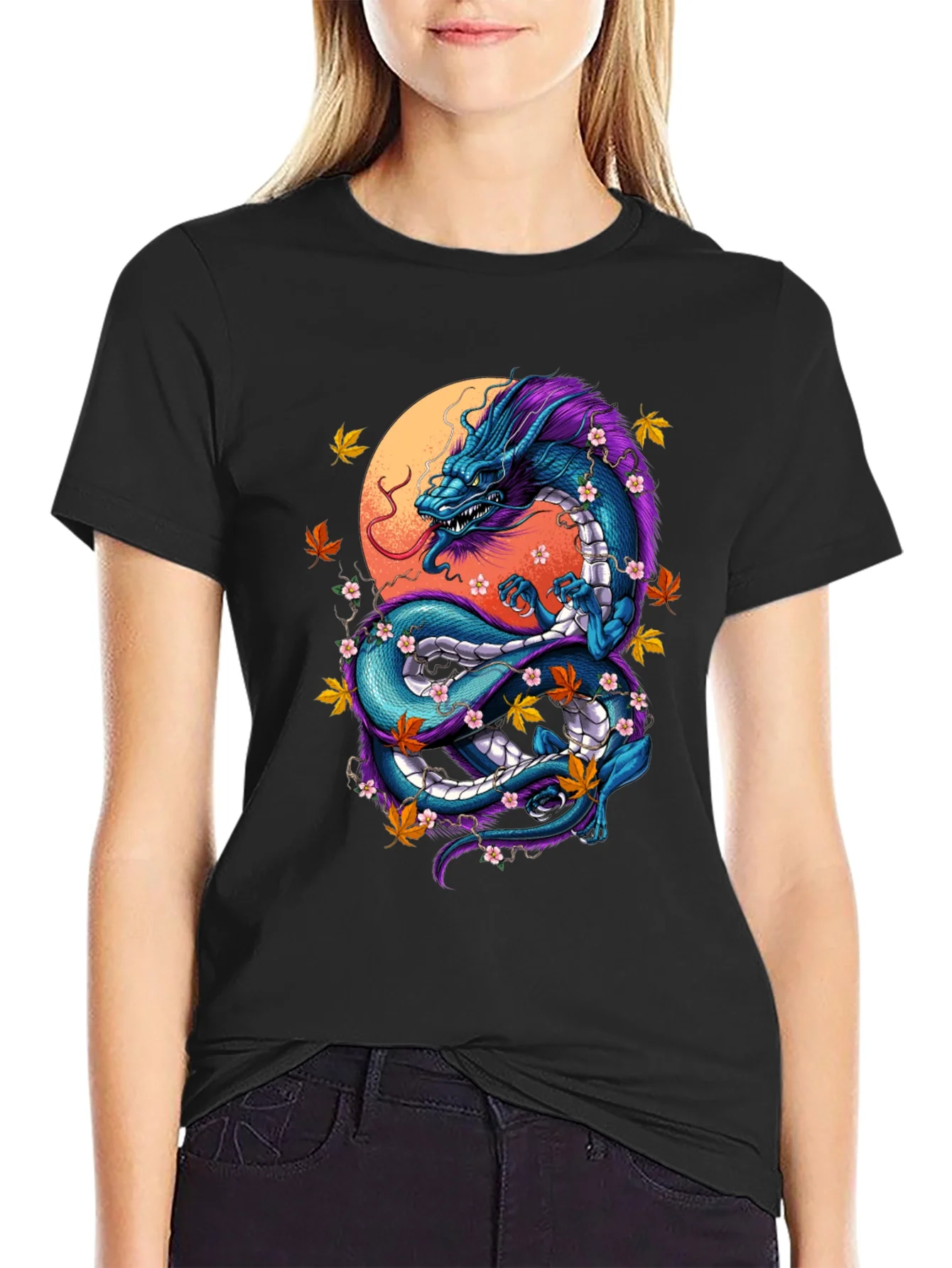 Rebbecca Dragon Graphic Tee - Artistic Black T-Shirt