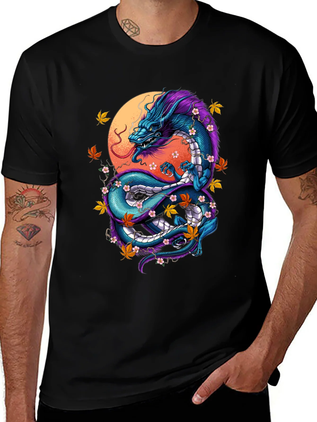 Rebbecca Dragon Graphic Tee - Artistic Black T-Shirt
