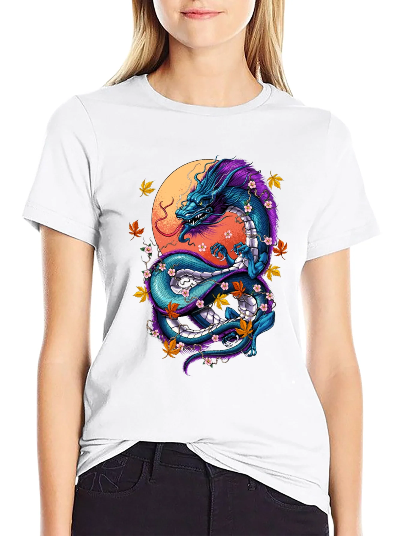 Rebbecca Dragon Graphic Tee - Artistic Black T-Shirt