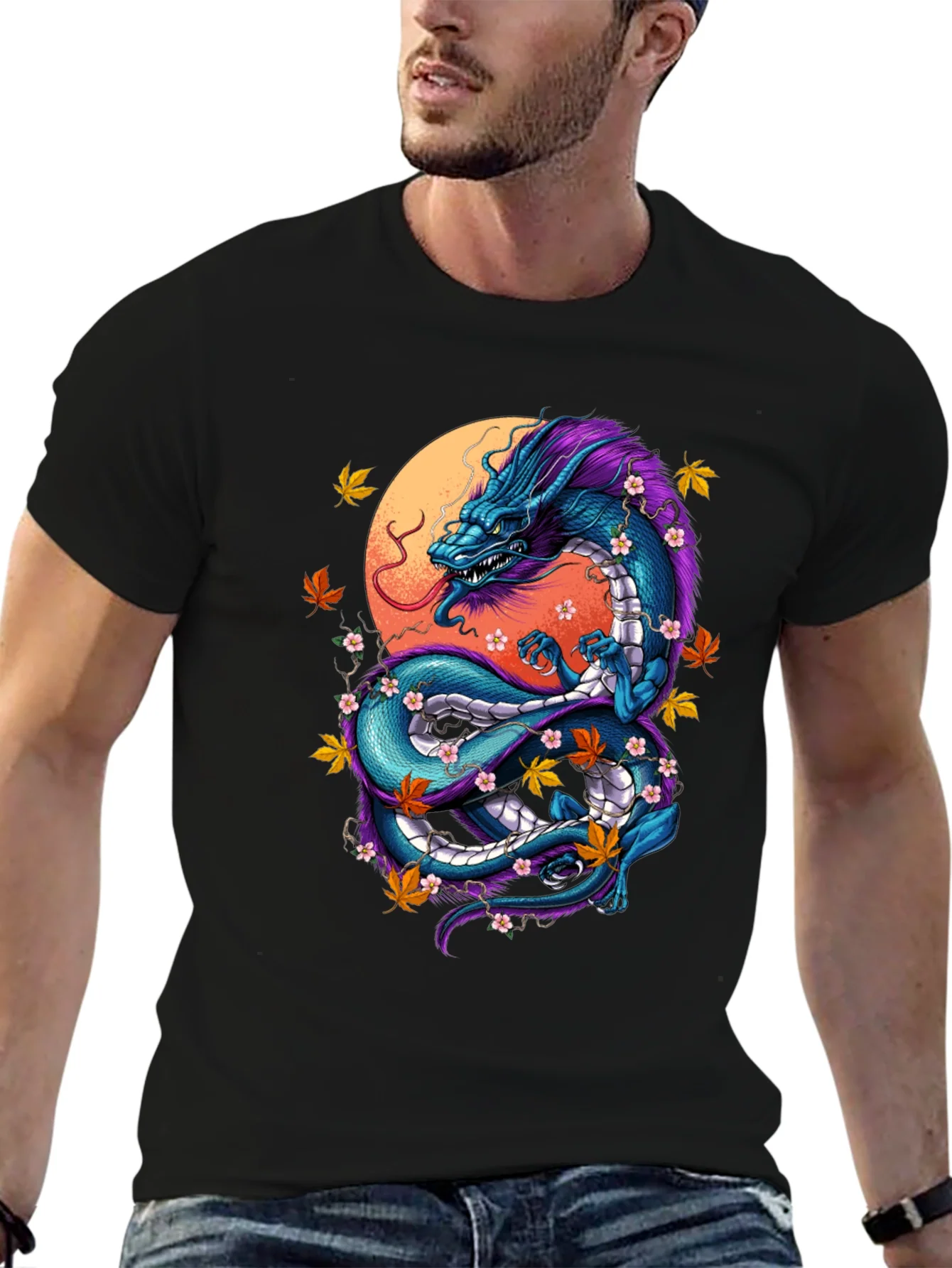 Rebbecca Dragon Graphic Tee - Artistic Black T-Shirt