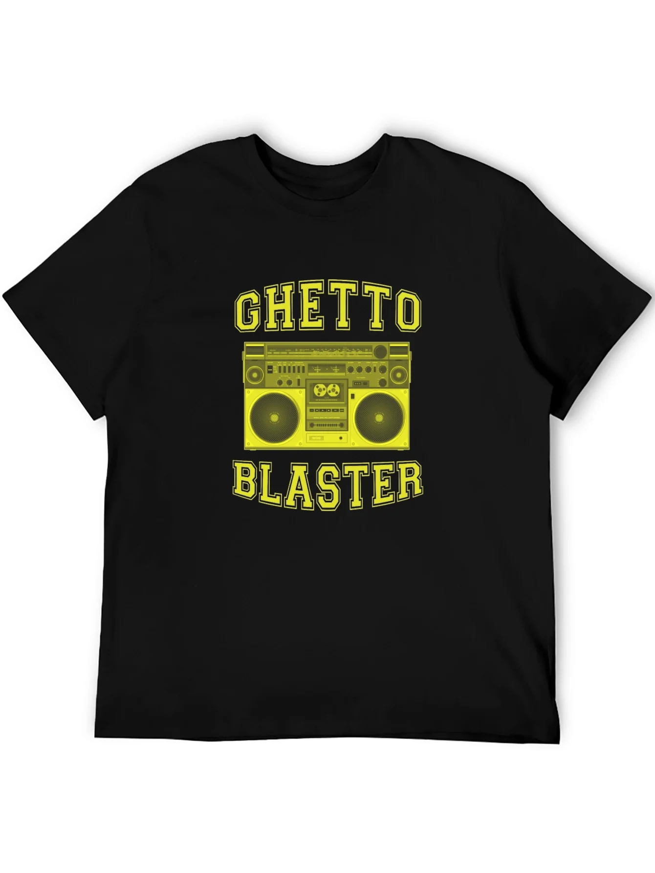 Camiseta Negra con Dise?o Ghetto Blaster Retro