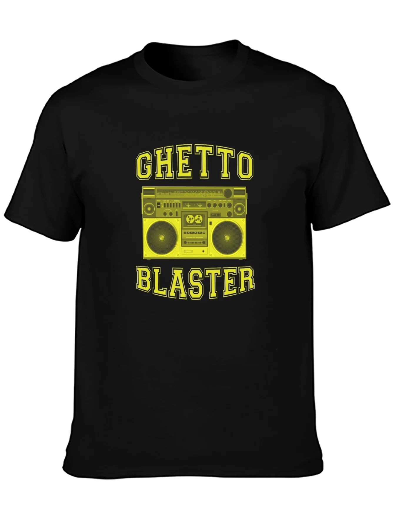 Camiseta Negra con Dise?o Ghetto Blaster Retro