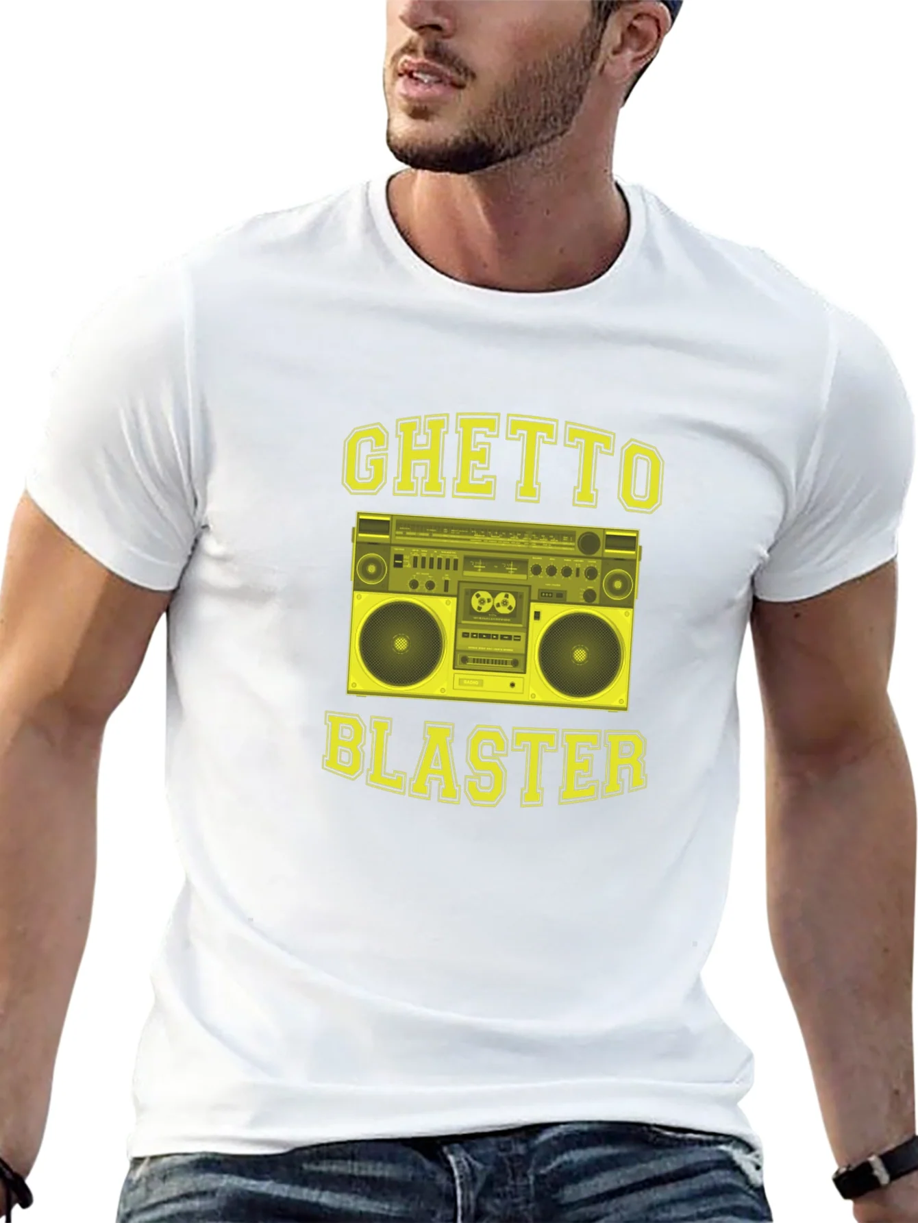 Camiseta Negra con Dise?o Ghetto Blaster Retro