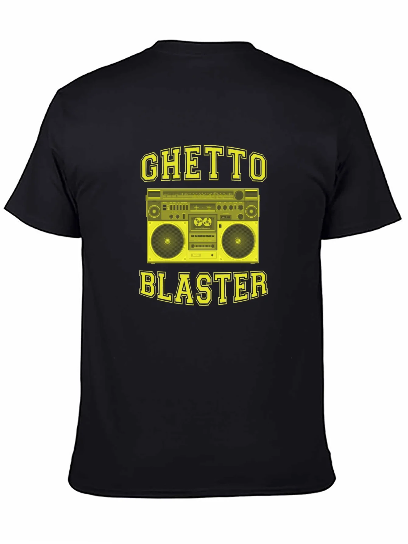Camiseta Negra con Dise?o Ghetto Blaster Retro