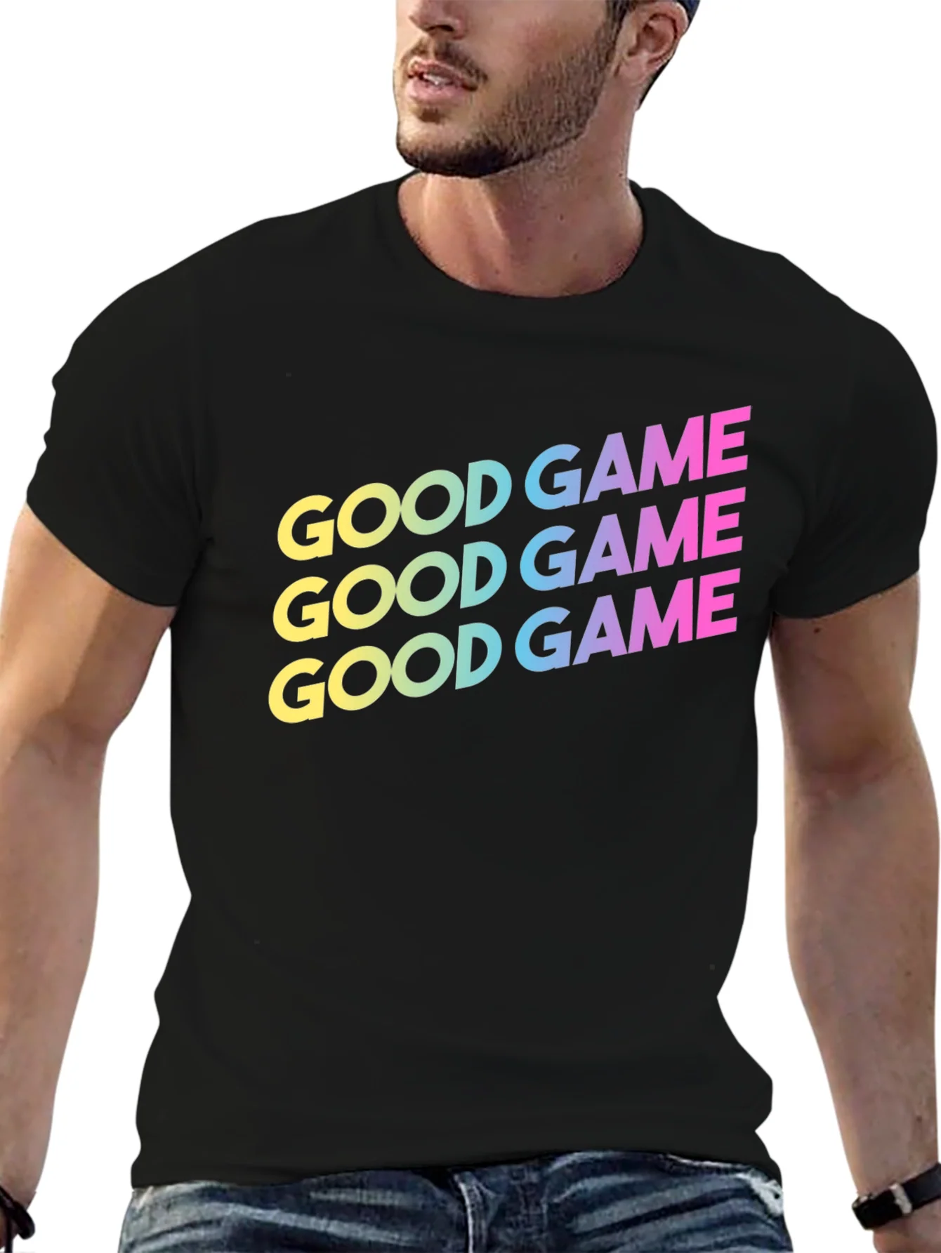 Camiseta Negra Good Game Degradado