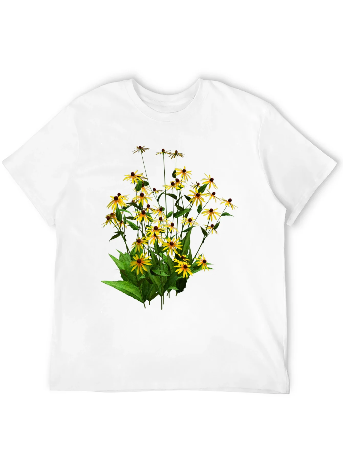 Camiseta Negra con Dise?o Floral de Girasoles