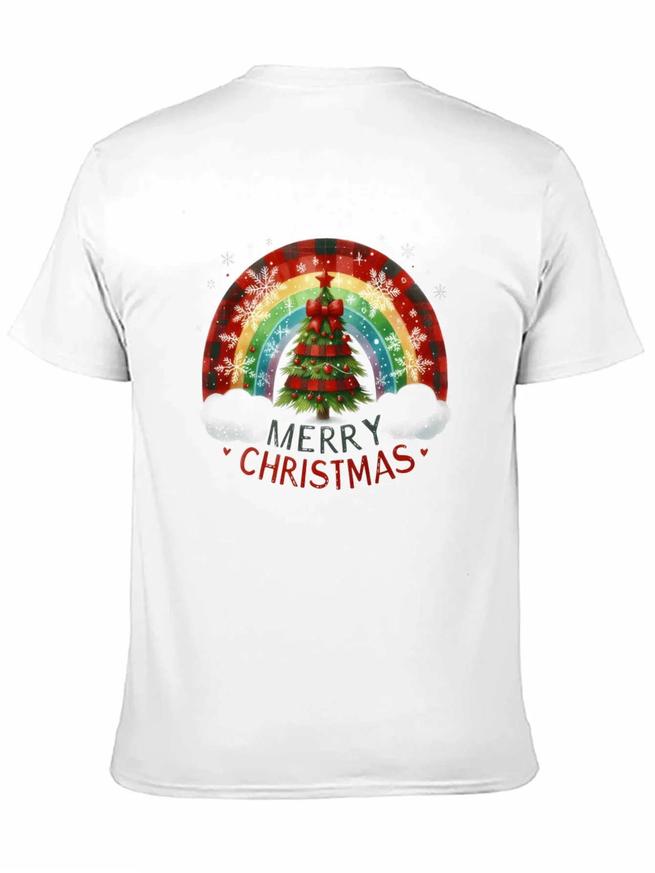 Camiseta Negra Navide?a Arco¨ªris ¨¢rbol Navidad