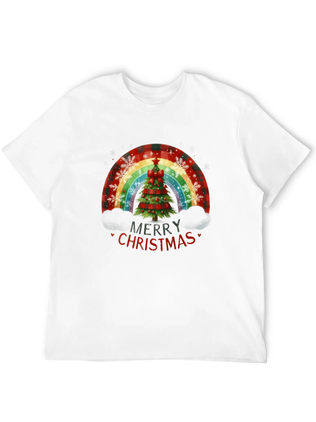 Camiseta Negra Navide?a Arco¨ªris ¨¢rbol Navidad