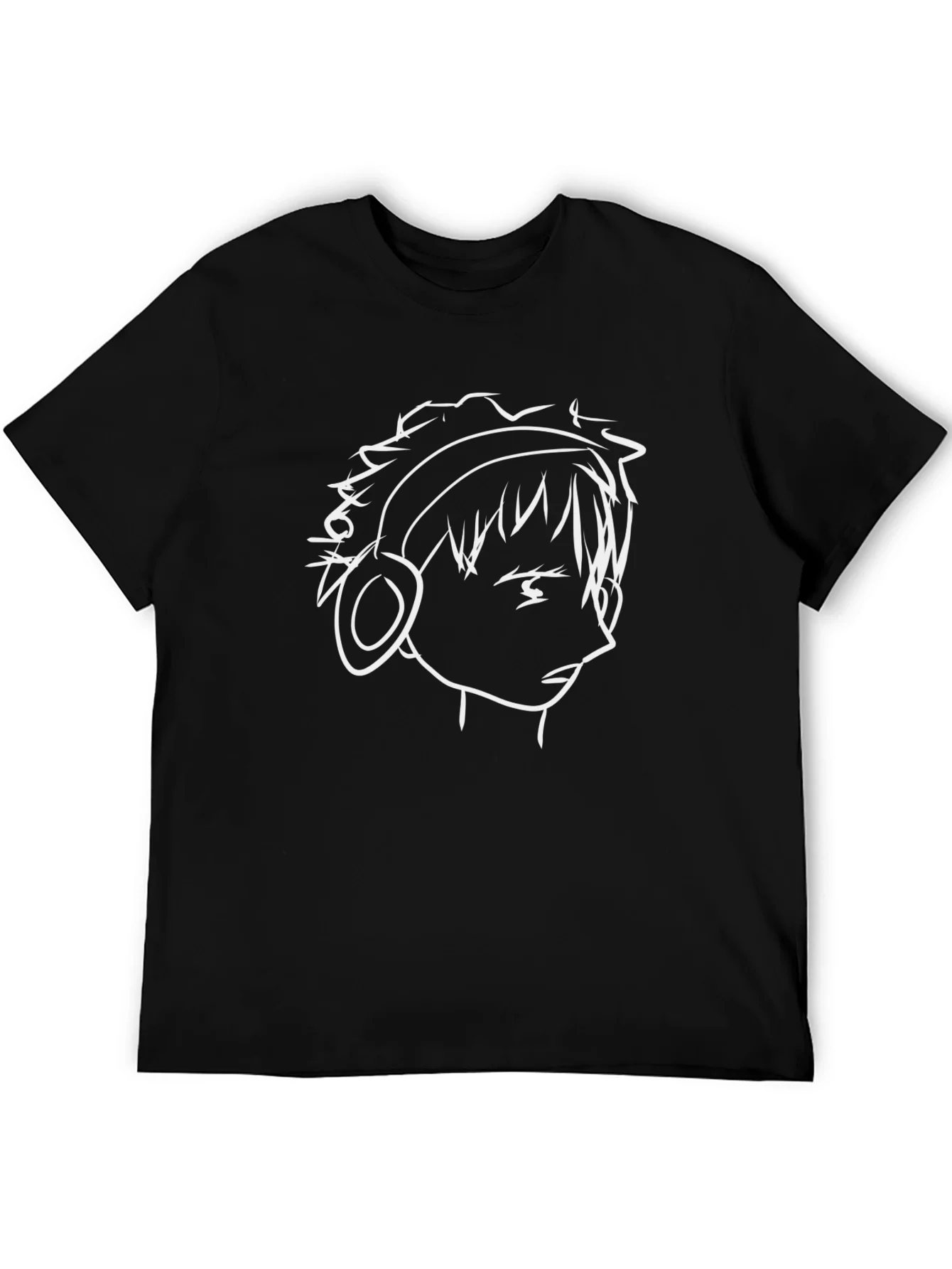 Rebbecca Anime Headphones Graphic Black T-Shirt