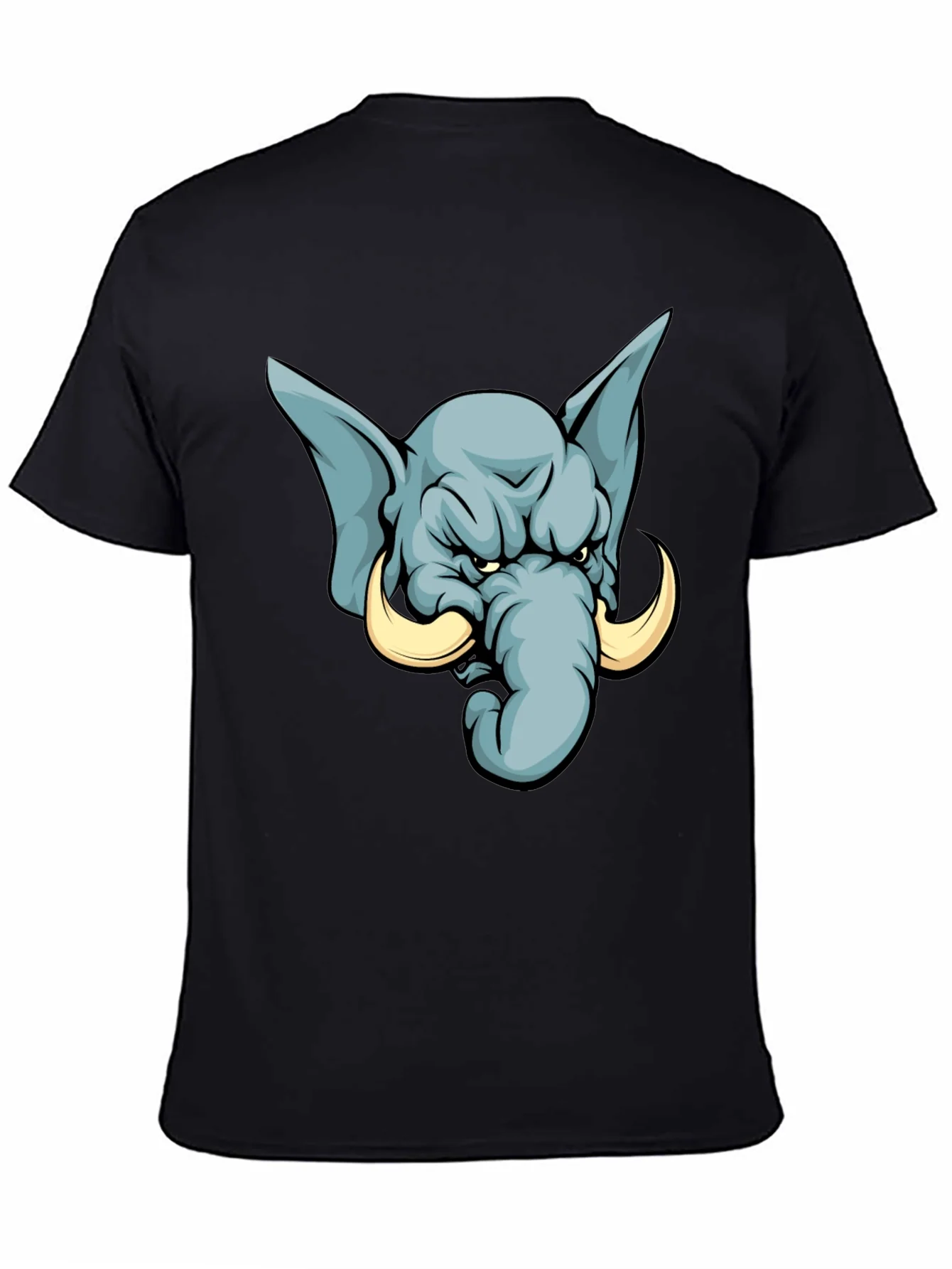 Camiseta Negra con Estampado de Elefante Furioso