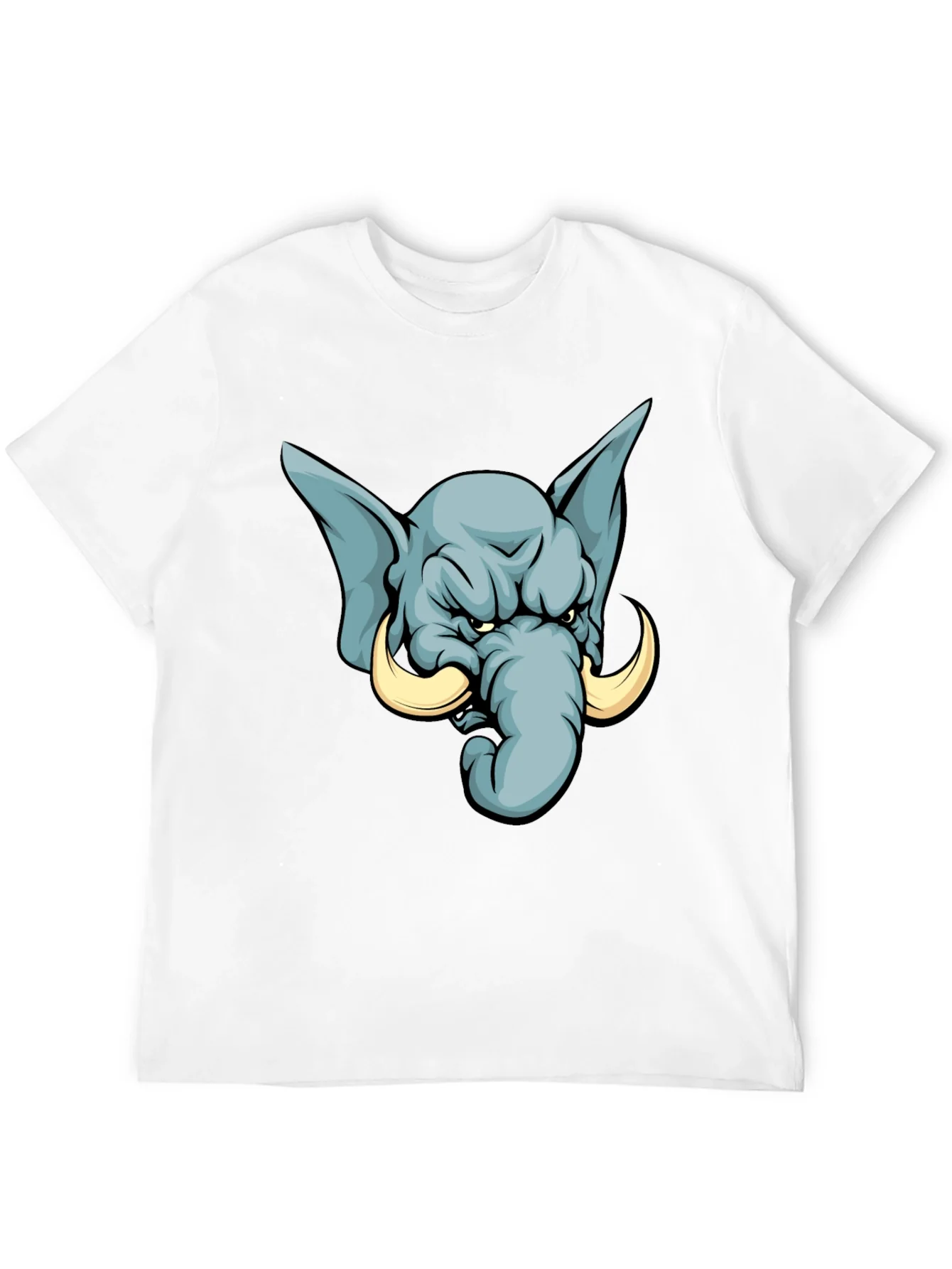 Camiseta Negra con Estampado de Elefante Furioso