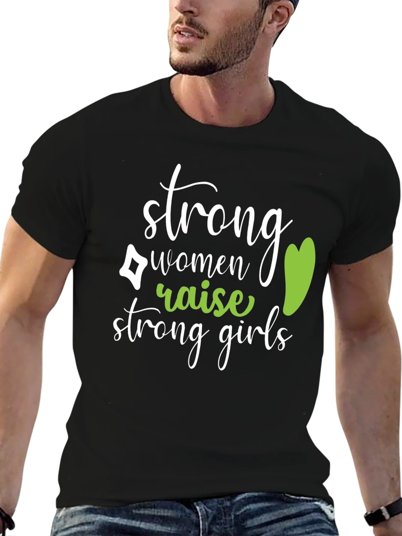 Rebbecca Strong Women Raise Strong Girls Black T-Shirt