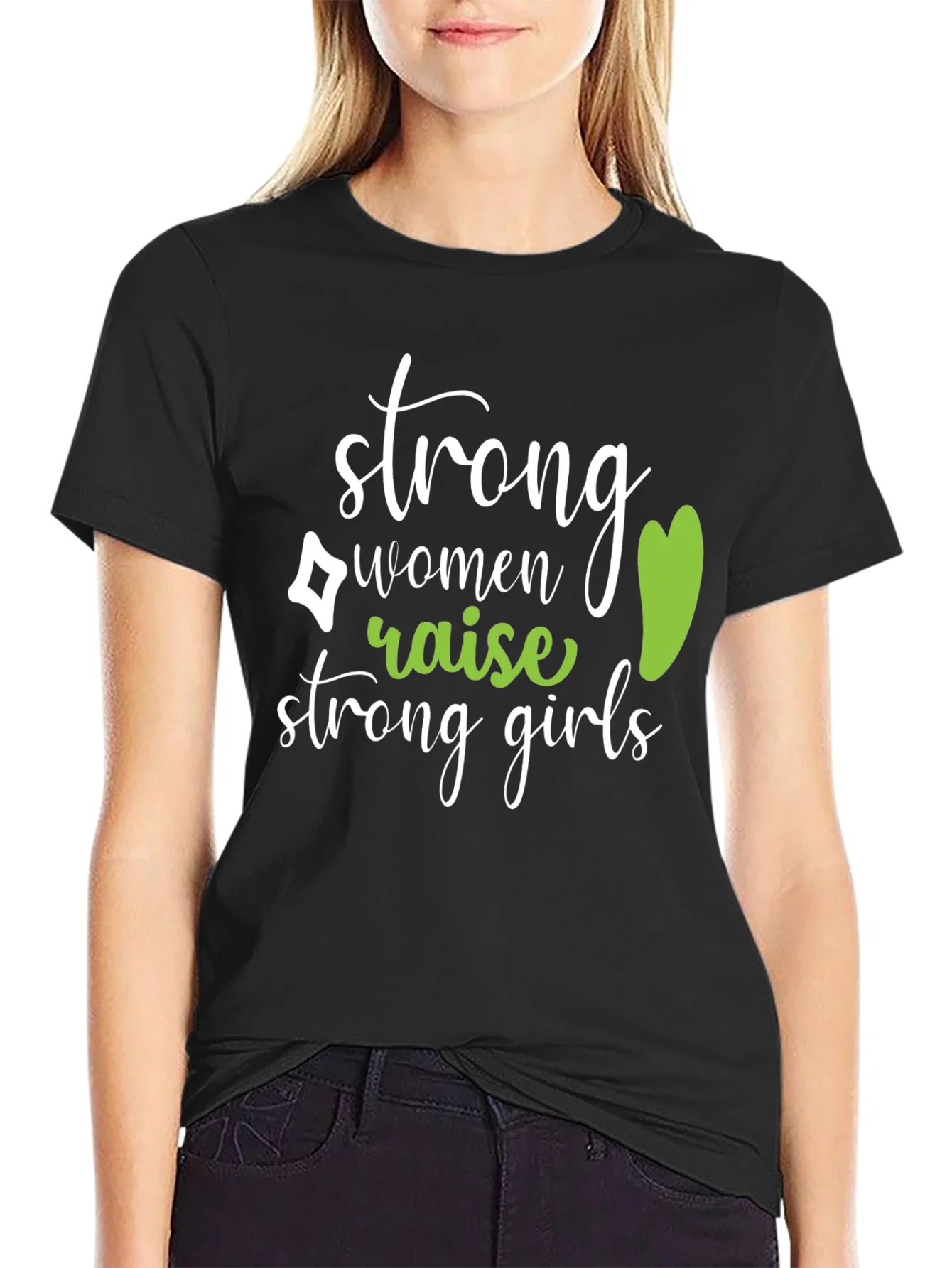 Rebbecca Strong Women Raise Strong Girls Black T-Shirt
