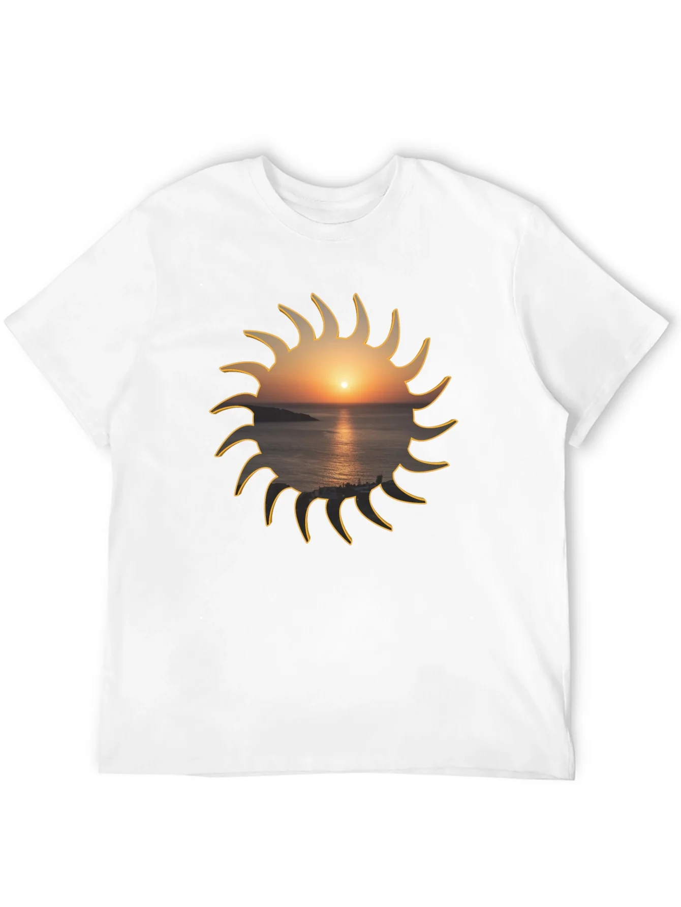 Camiseta Negra Sol con Atardecer Marino