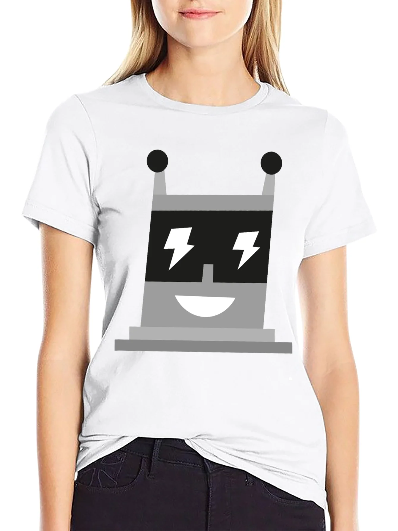 Rebbecca Electric Robot Graphic Tee - Black Cotton T-Shirt