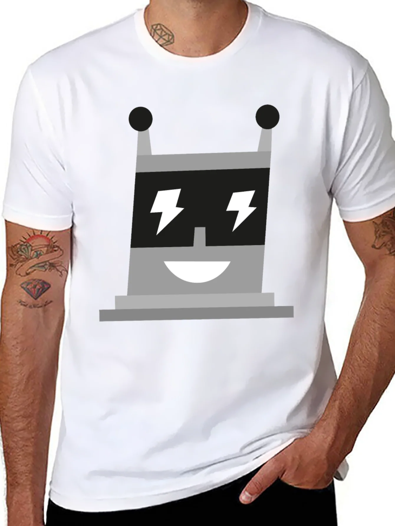 Rebbecca Electric Robot Graphic Tee - Black Cotton T-Shirt