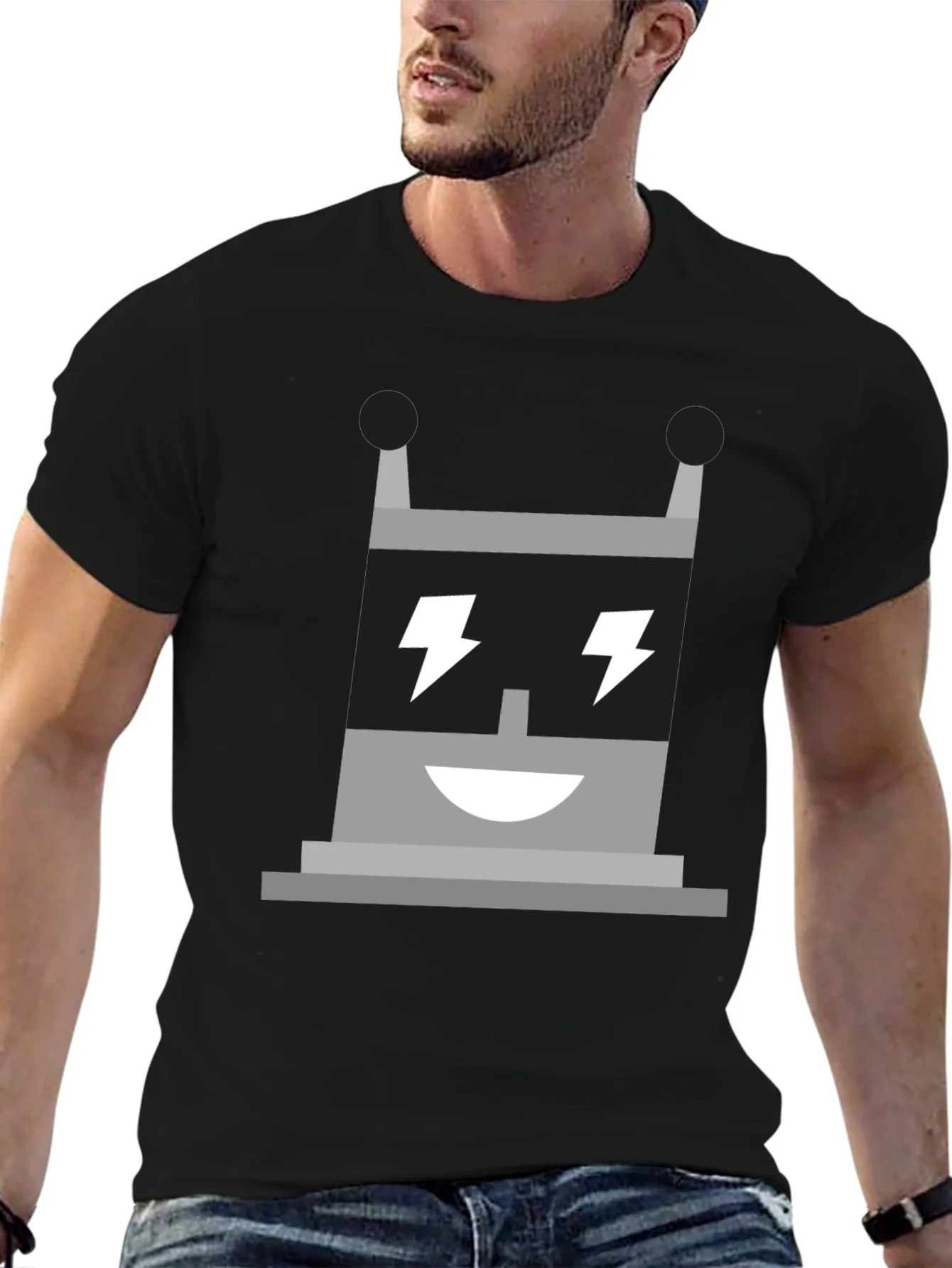 Rebbecca Electric Robot Graphic Tee - Black Cotton T-Shirt