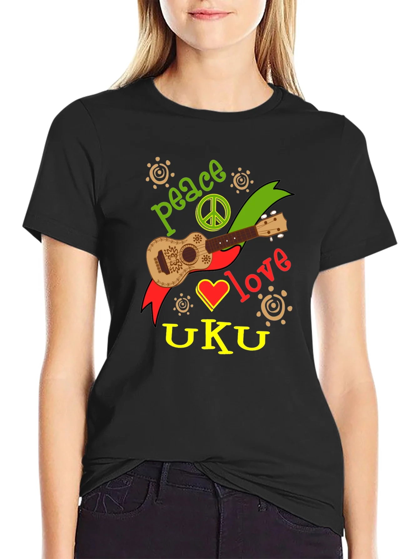 Camiseta Negra Paz Amor UKU