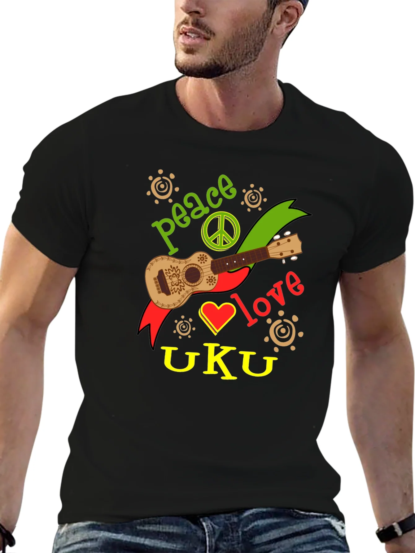 Camiseta Negra Paz Amor UKU