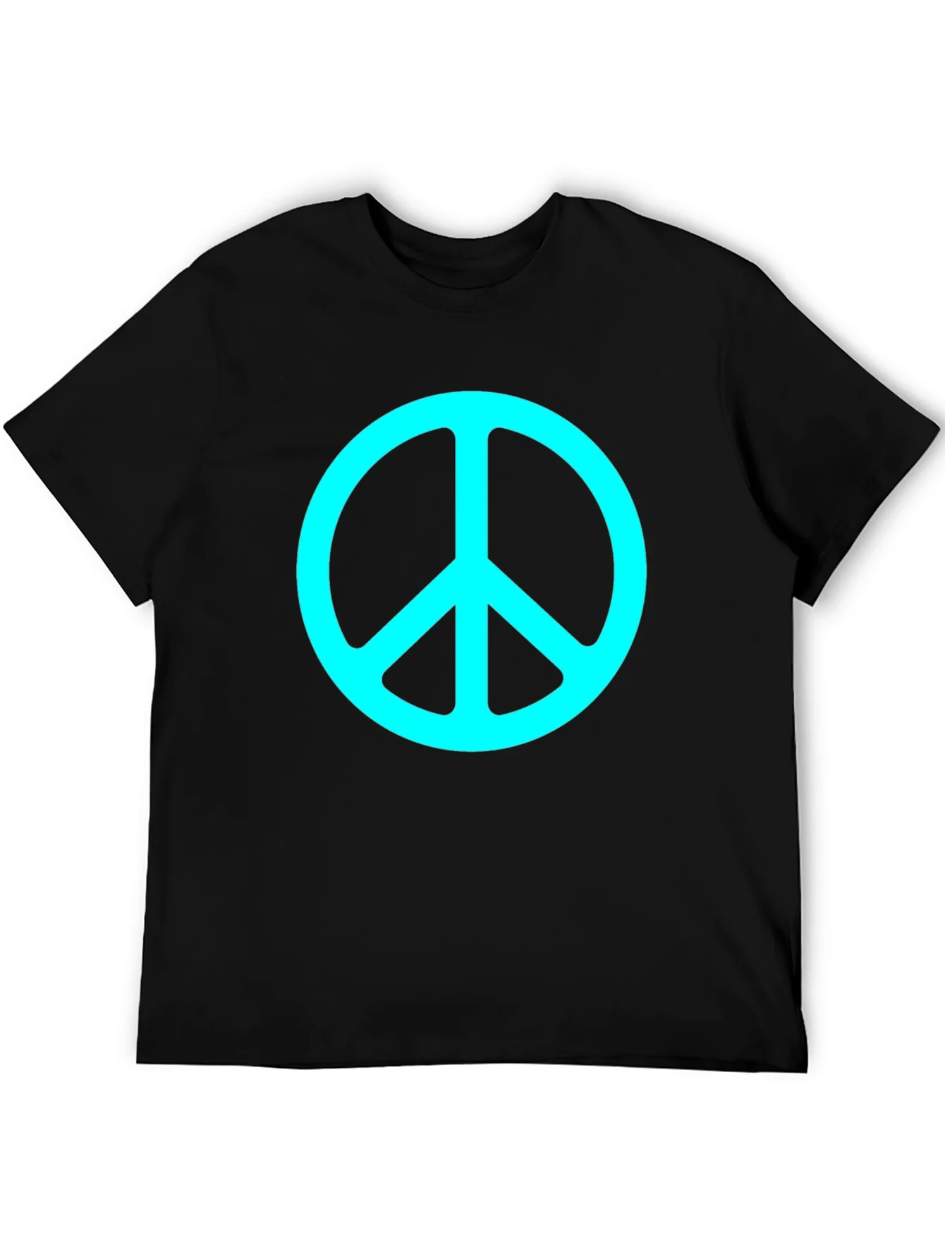 Camiseta Negra con S¨ªmbolo de Paz Turquesa