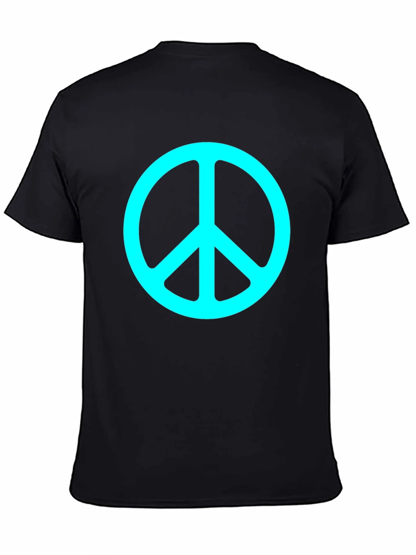Camiseta Negra con S¨ªmbolo de Paz Turquesa