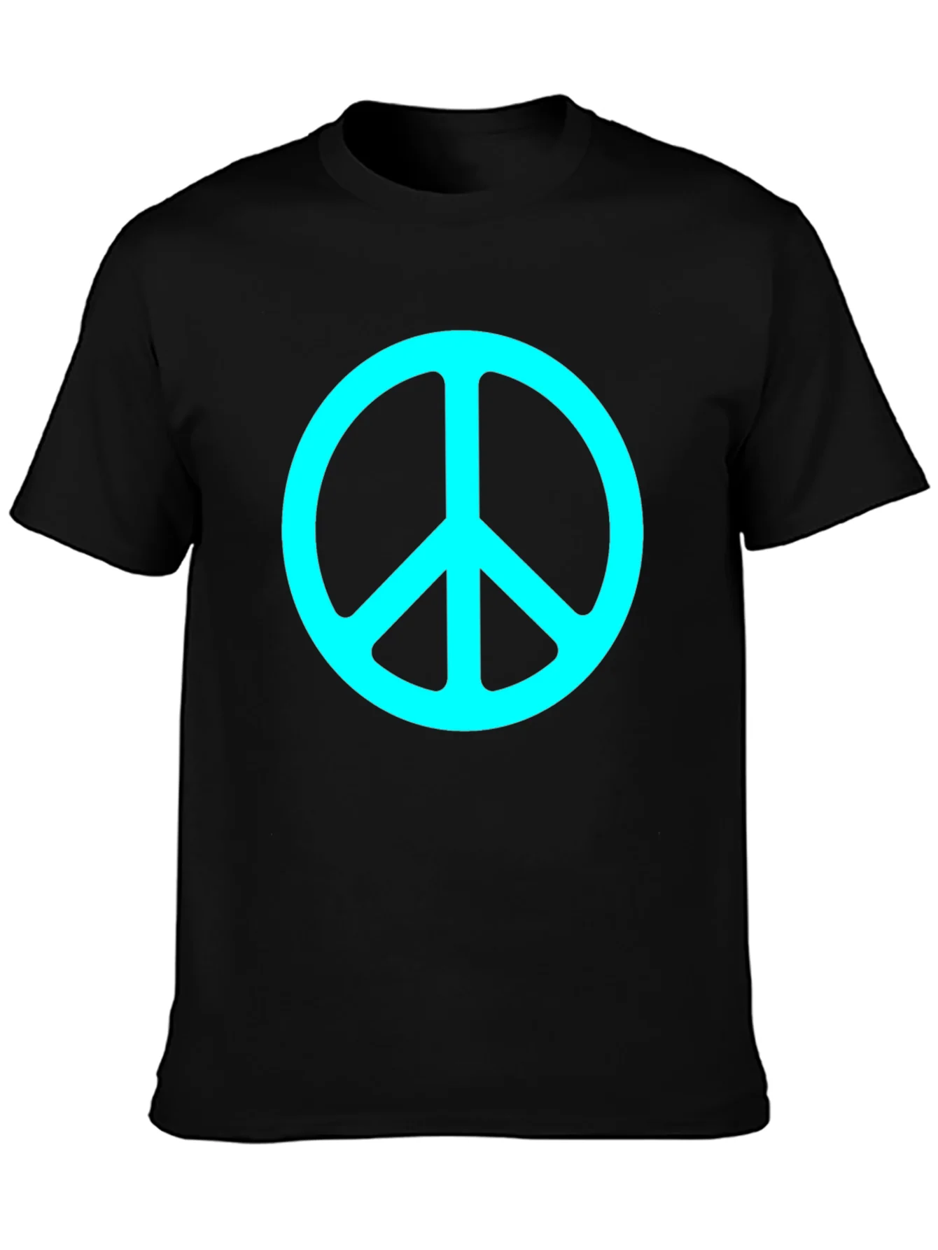 Camiseta Negra con S¨ªmbolo de Paz Turquesa