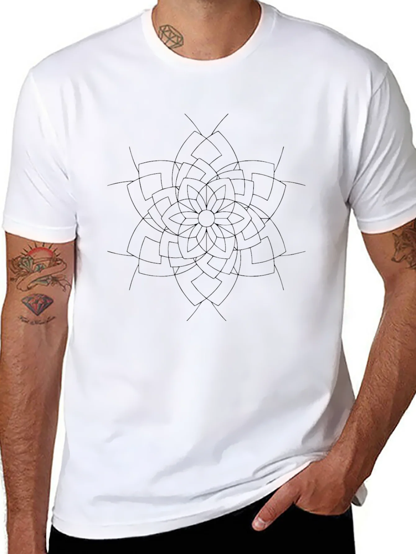 Camiseta Negra Hombre Dise?o Mandala