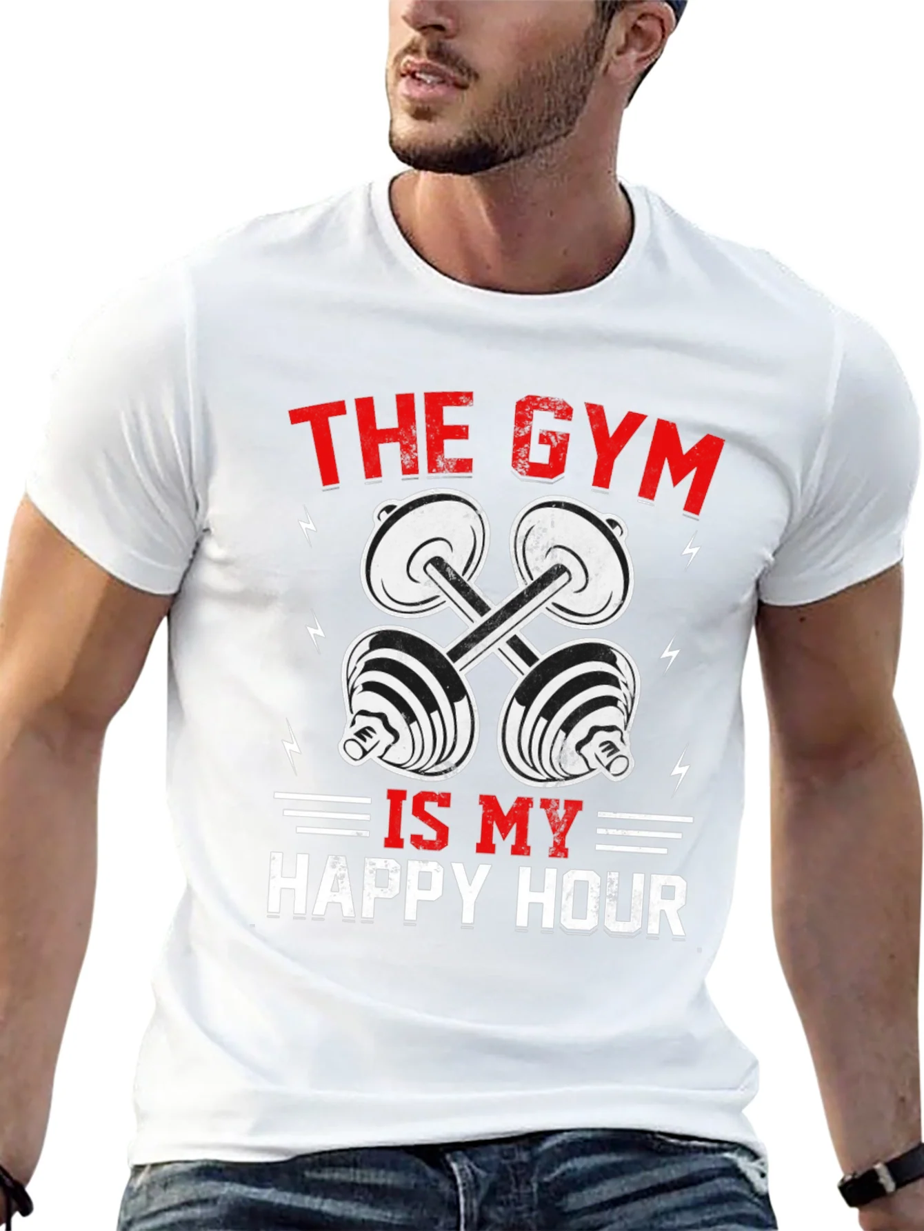 Camiseta Hombre Negra con Dise?o de Gimnasio
