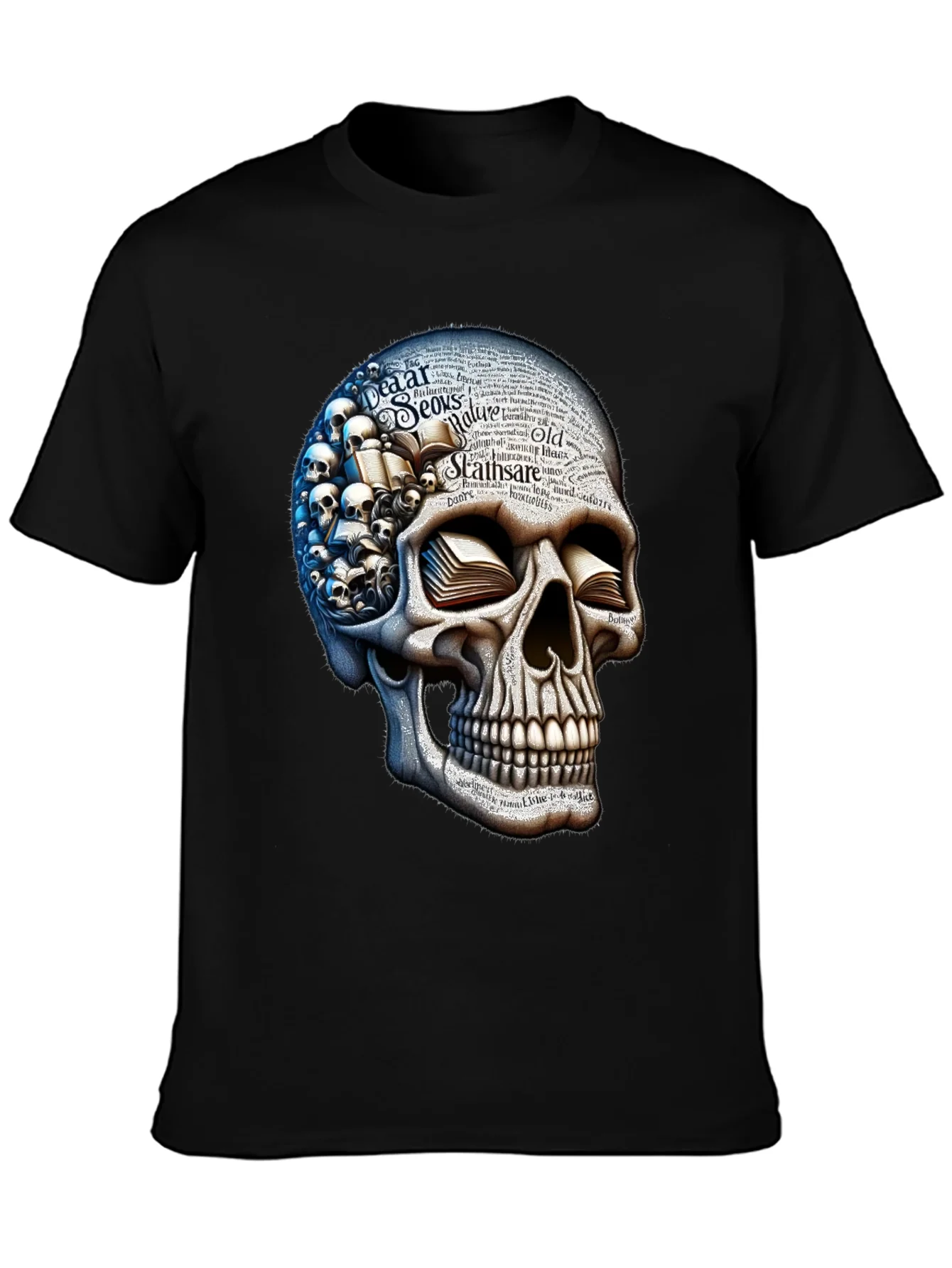 Rebbecca Skull with Books Graphic T-Shirt