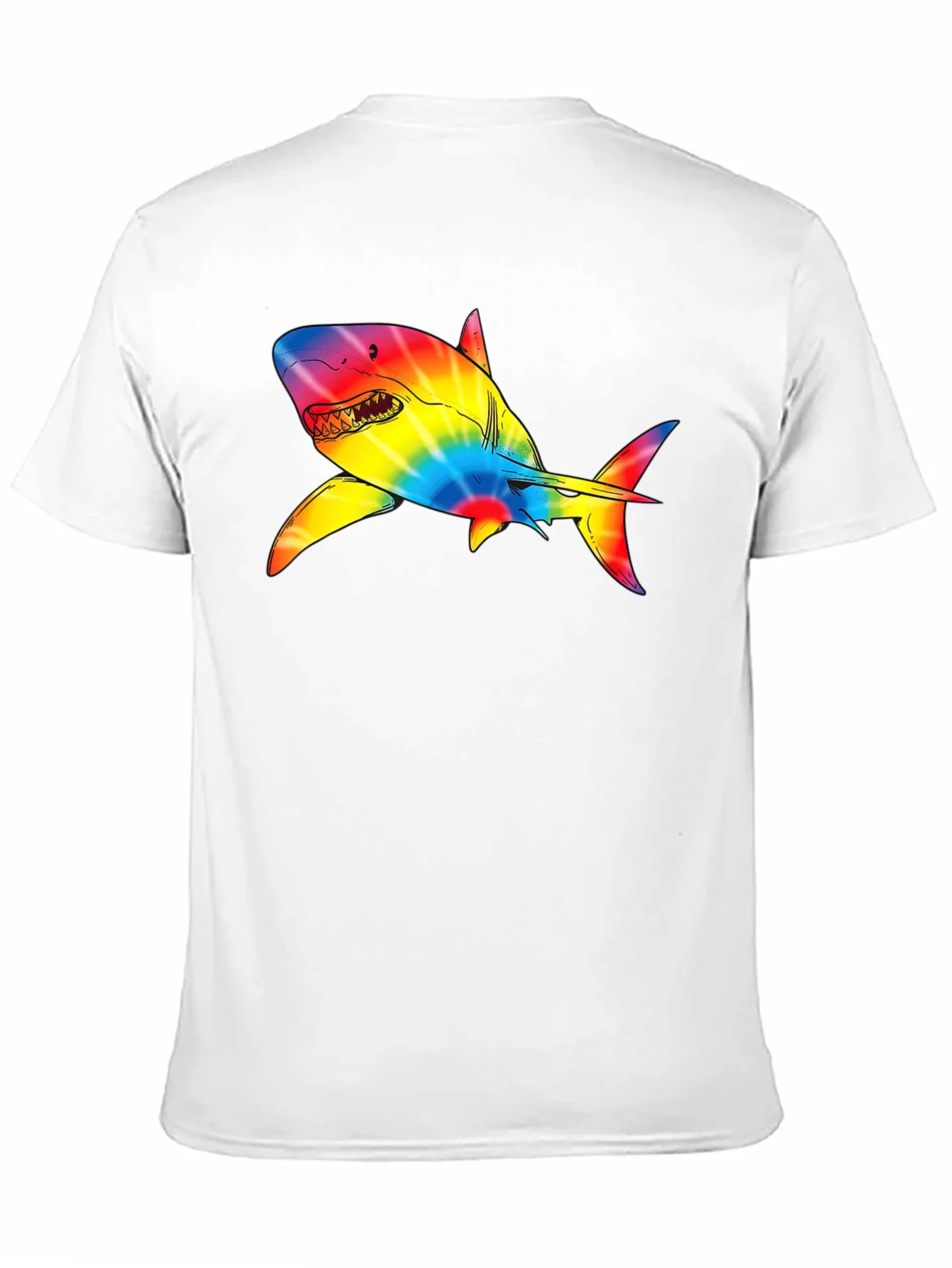Camiseta Negra con Tibur¨®n Tie-Dye Psicod¨¦lico