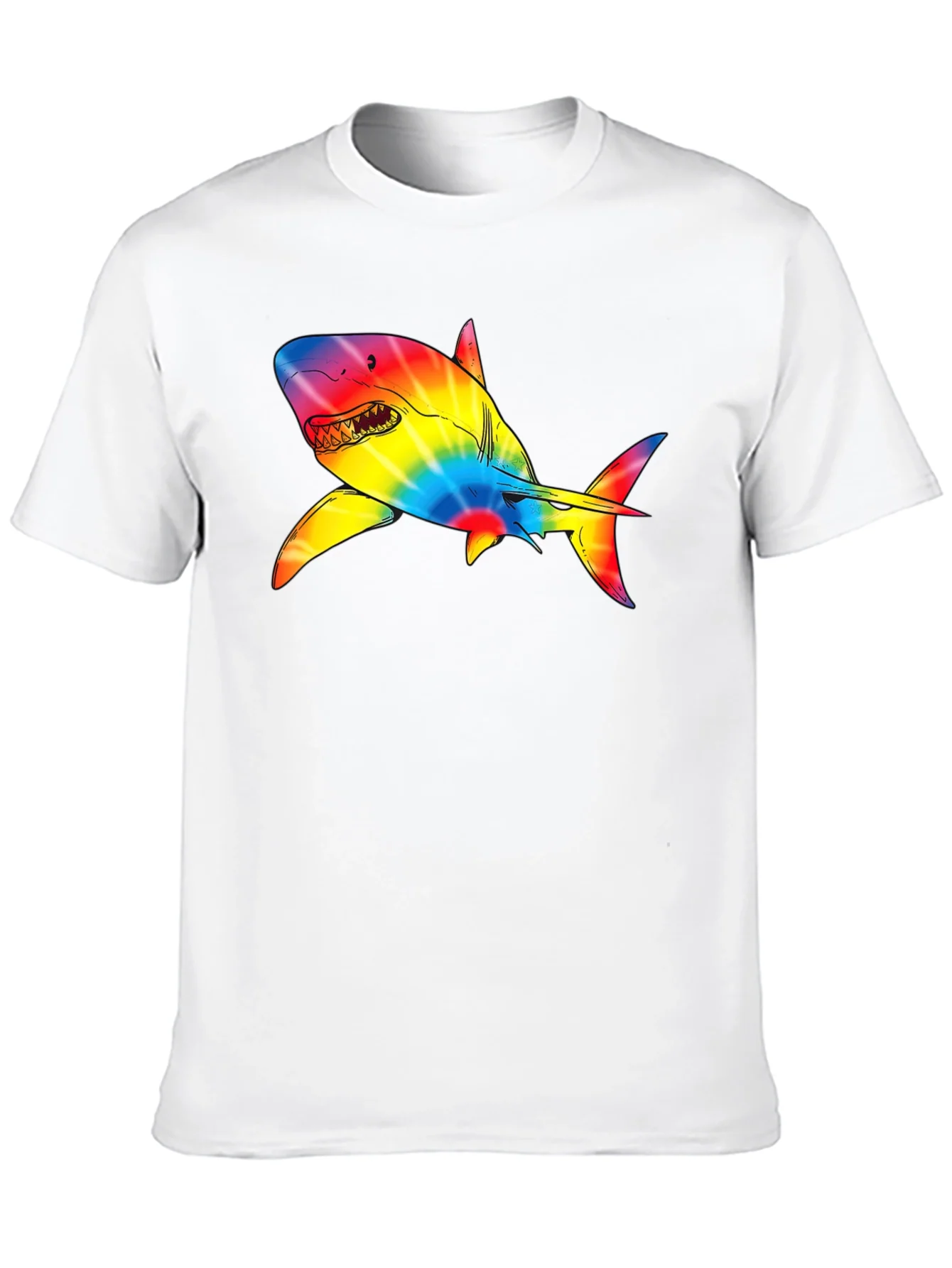 Camiseta Negra con Tibur¨®n Tie-Dye Psicod¨¦lico