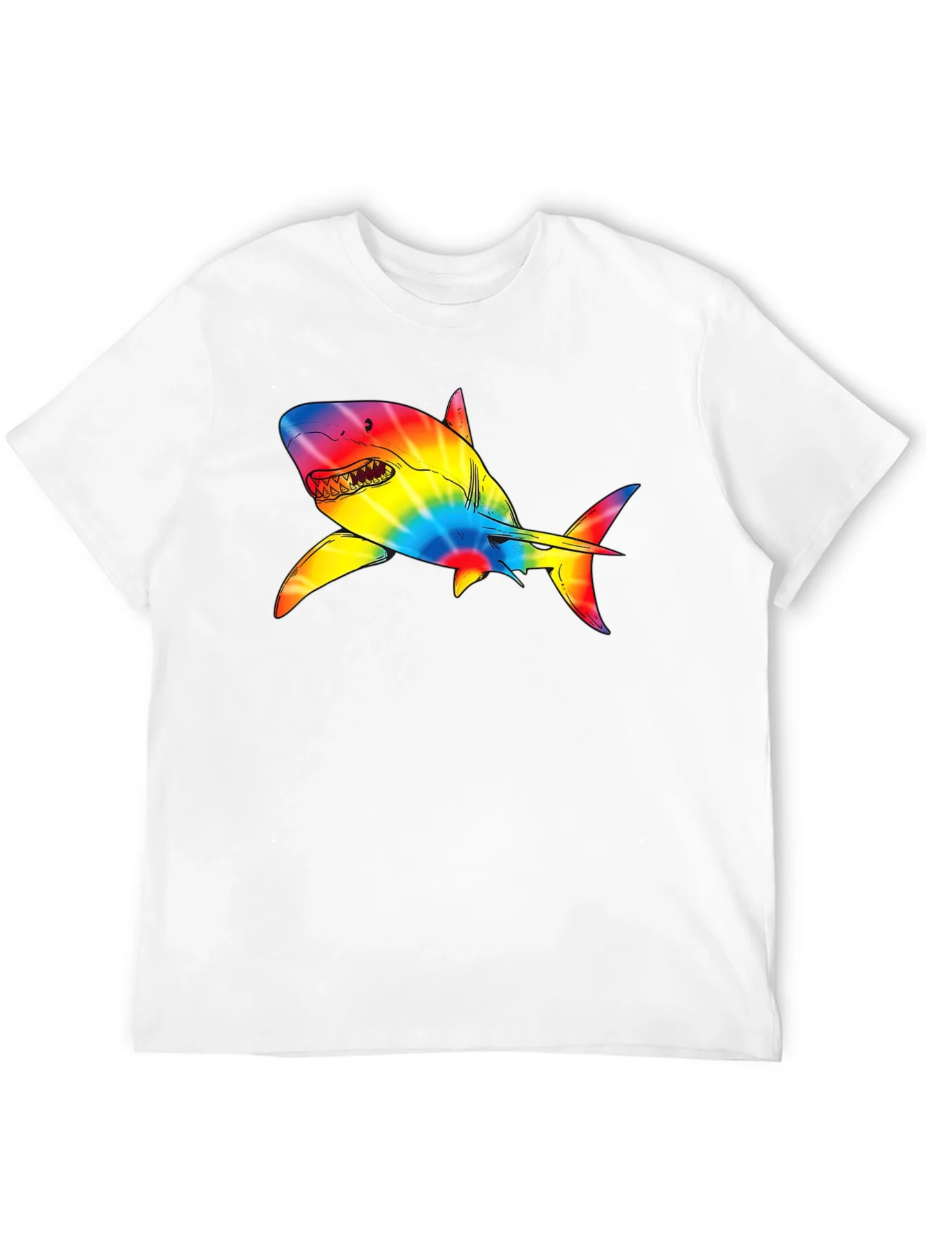 Camiseta Negra con Tibur¨®n Tie-Dye Psicod¨¦lico