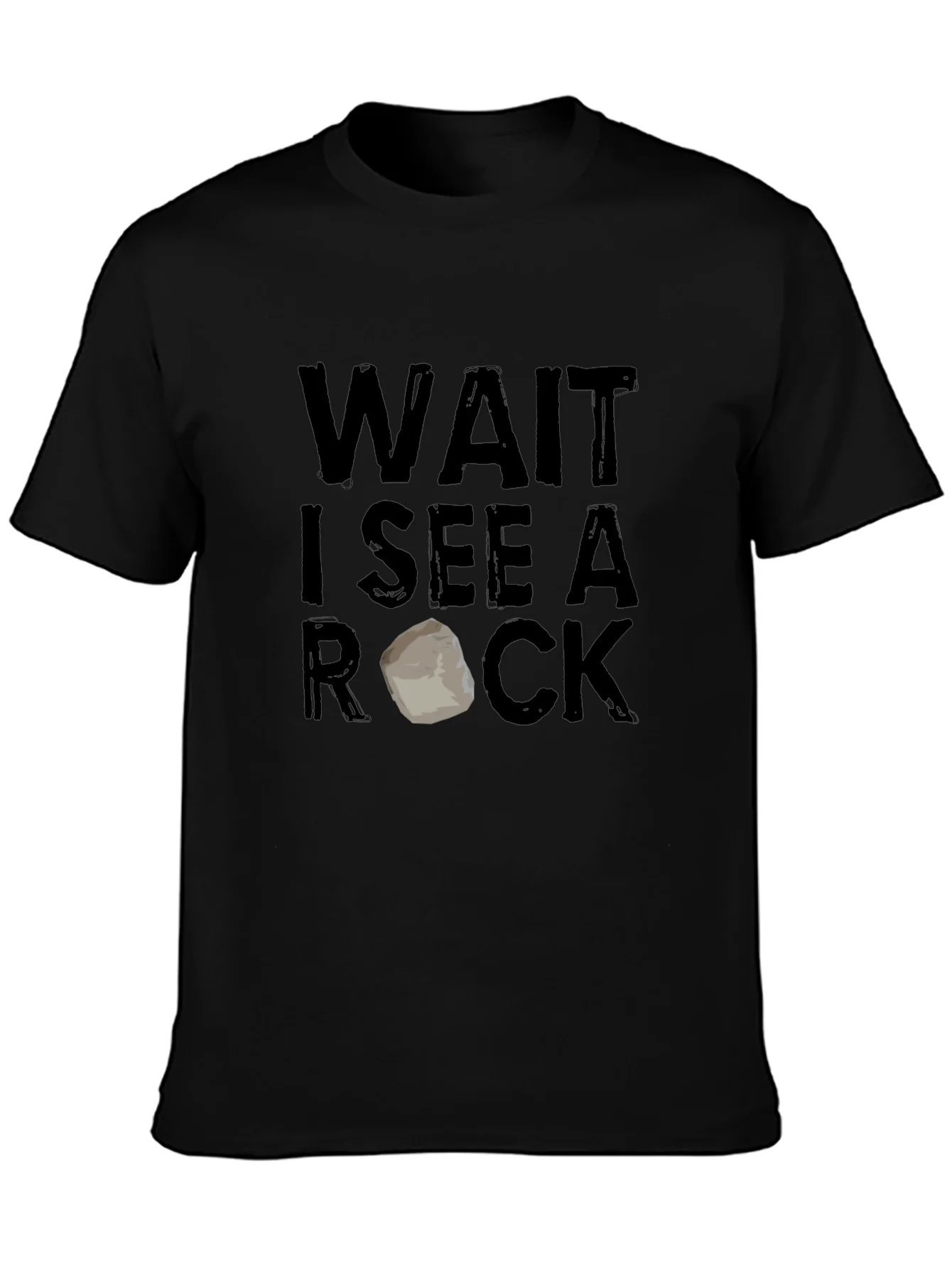 Camiseta Negra Espera veo una roca