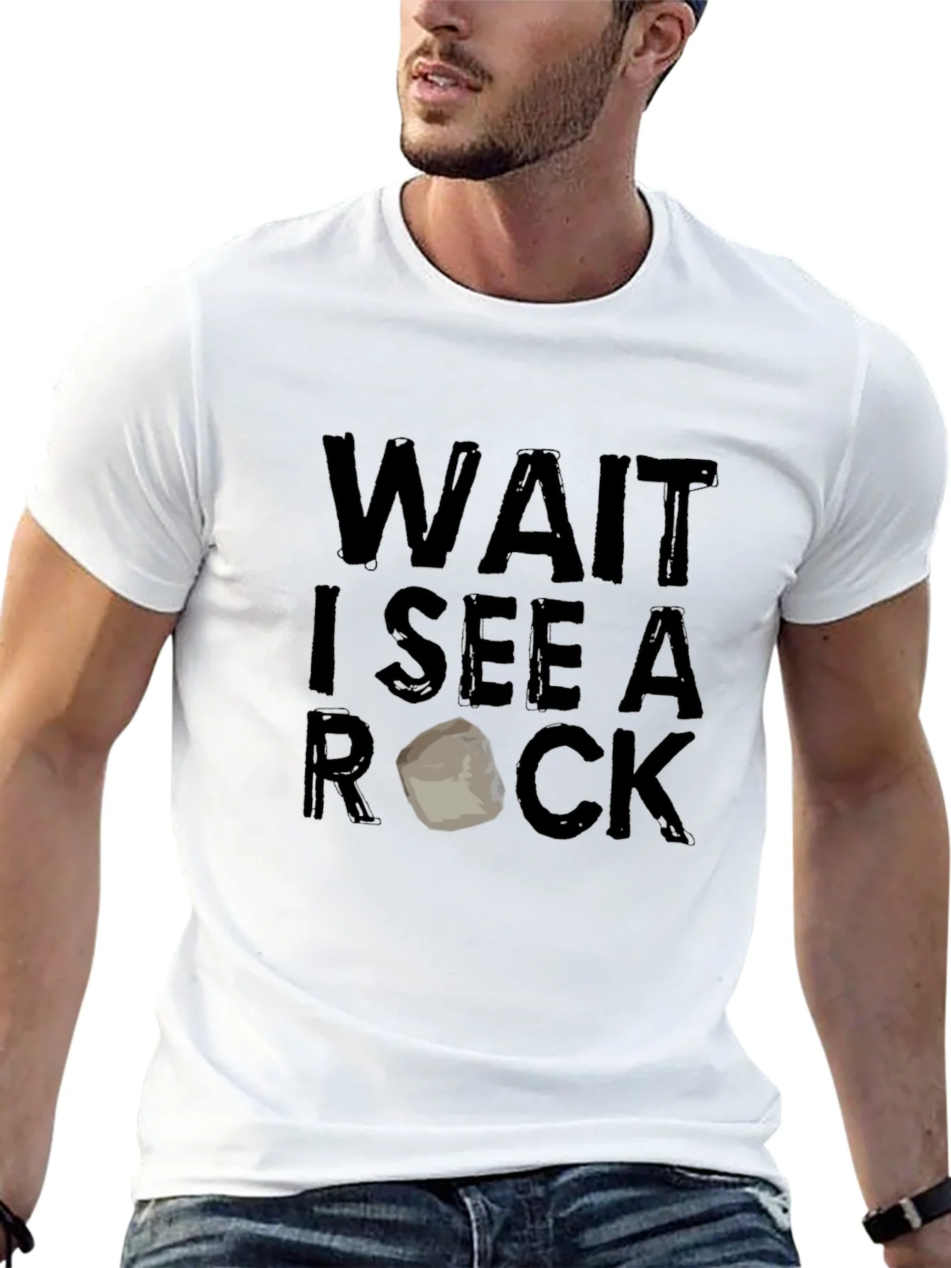 Camiseta Negra Espera veo una roca