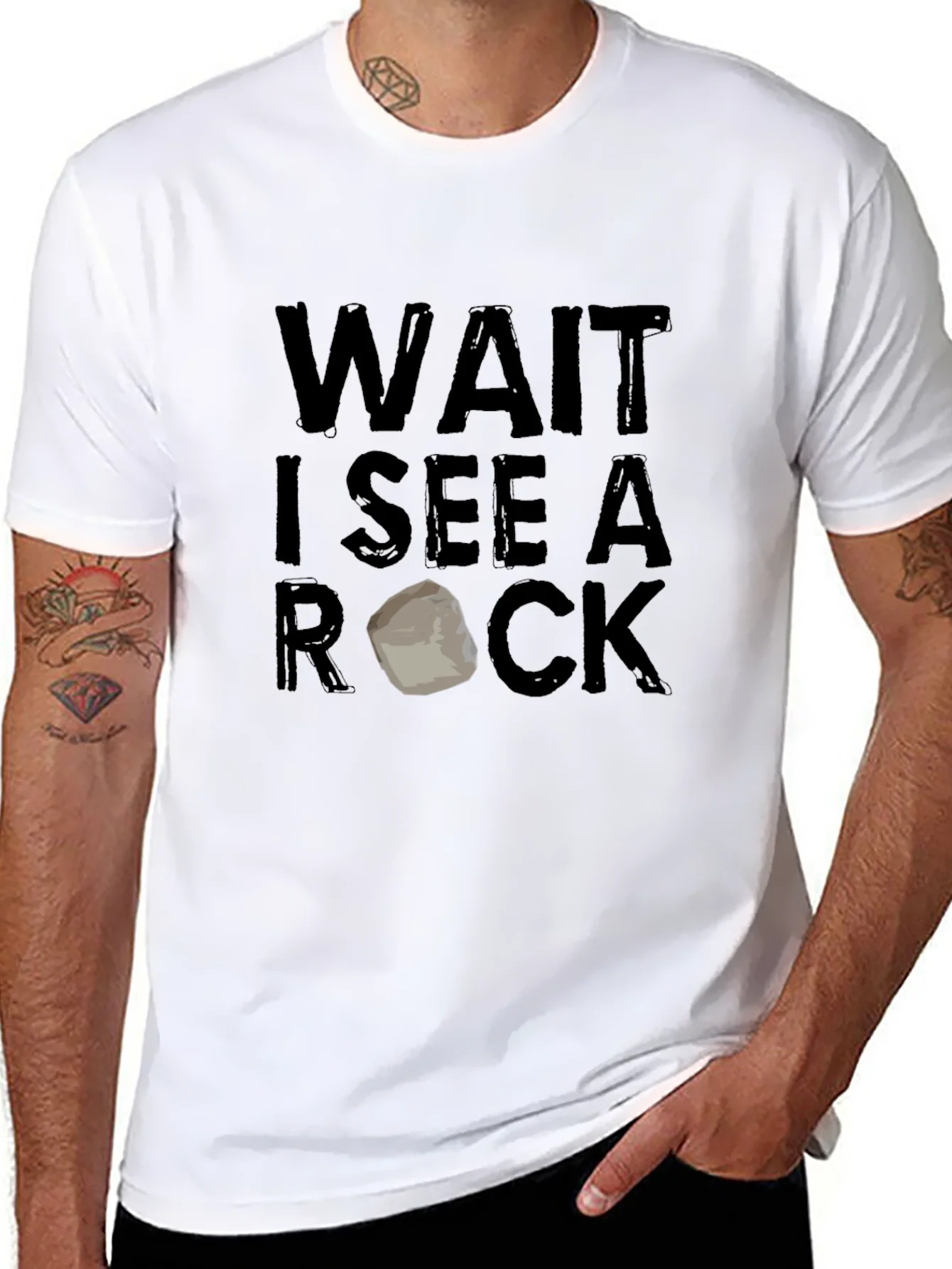Camiseta Negra Espera veo una roca